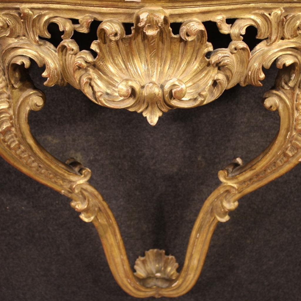 20th Century Giltwood with Marble Top French Louis XV Style Console, 1960 7