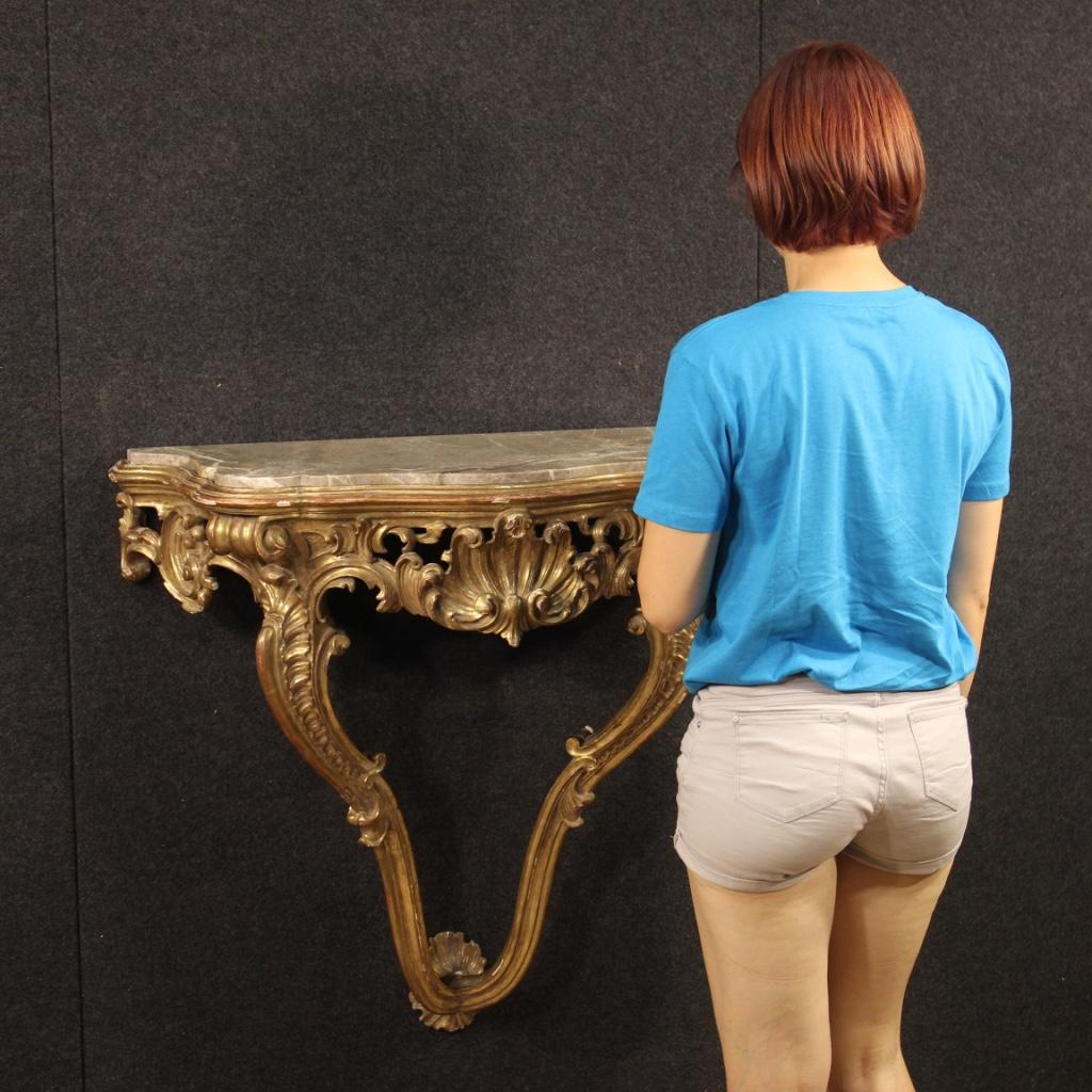 20th Century Giltwood with Marble Top French Louis XV Style Console, 1960 8