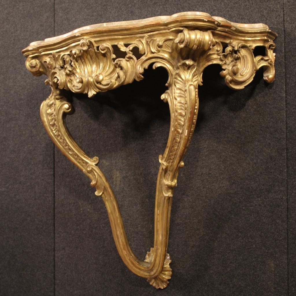 20th Century Giltwood with Marble Top French Louis XV Style Console, 1960 3