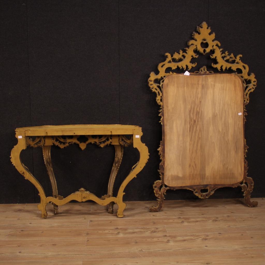 20th Century Giltwood with Marble-Top French Louis XV Style Console with Mirror 9