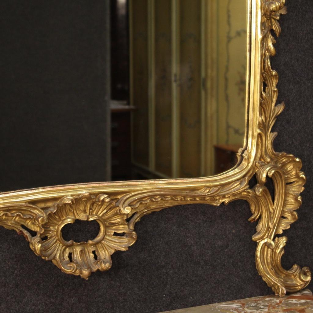 20th Century Giltwood with Marble-Top French Louis XV Style Console with Mirror 1