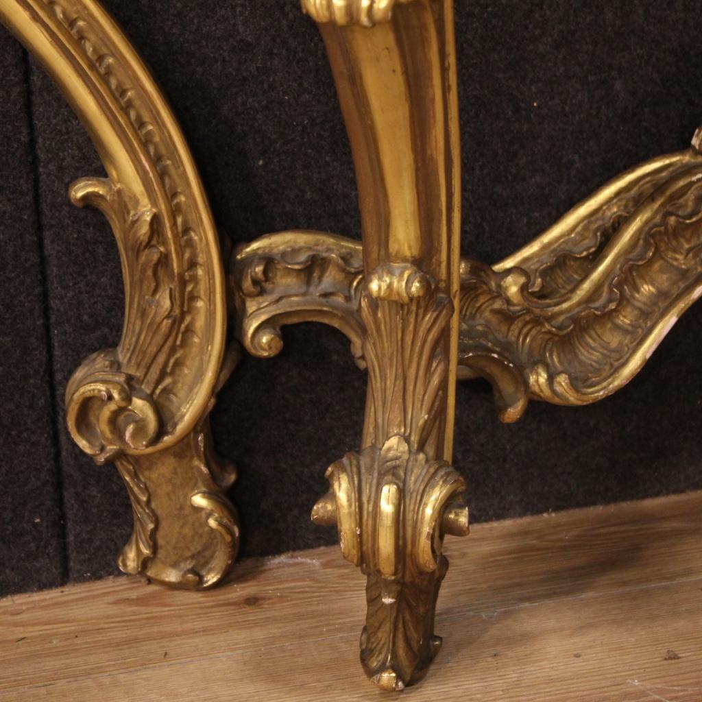 20th Century Giltwood with Marble-Top French Louis XV Style Console with Mirror 3