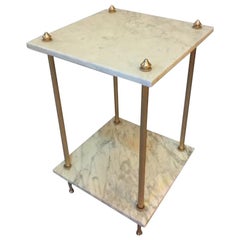 20th century Gifted Brass and Marble Top Side Table, 1950s