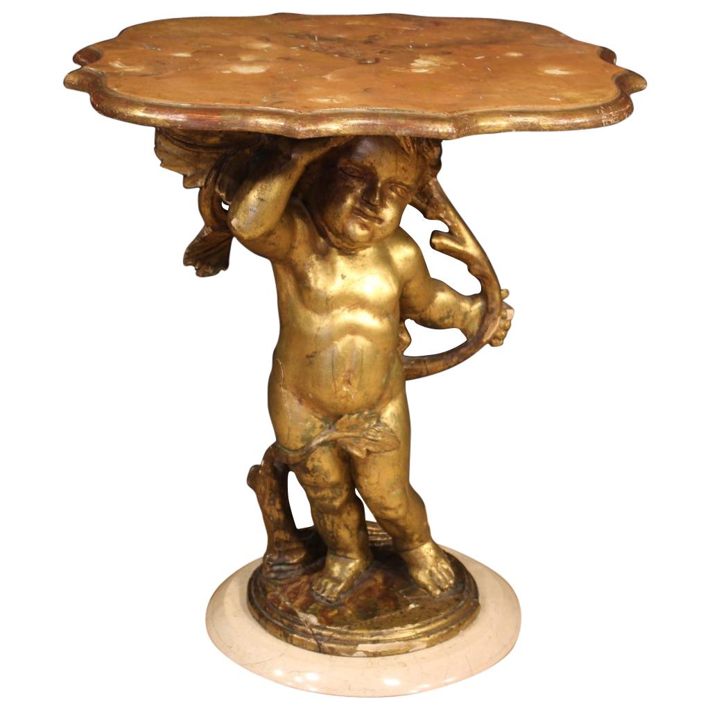 20th Century Giltwood and Marble Italian Coffee Table, 1950