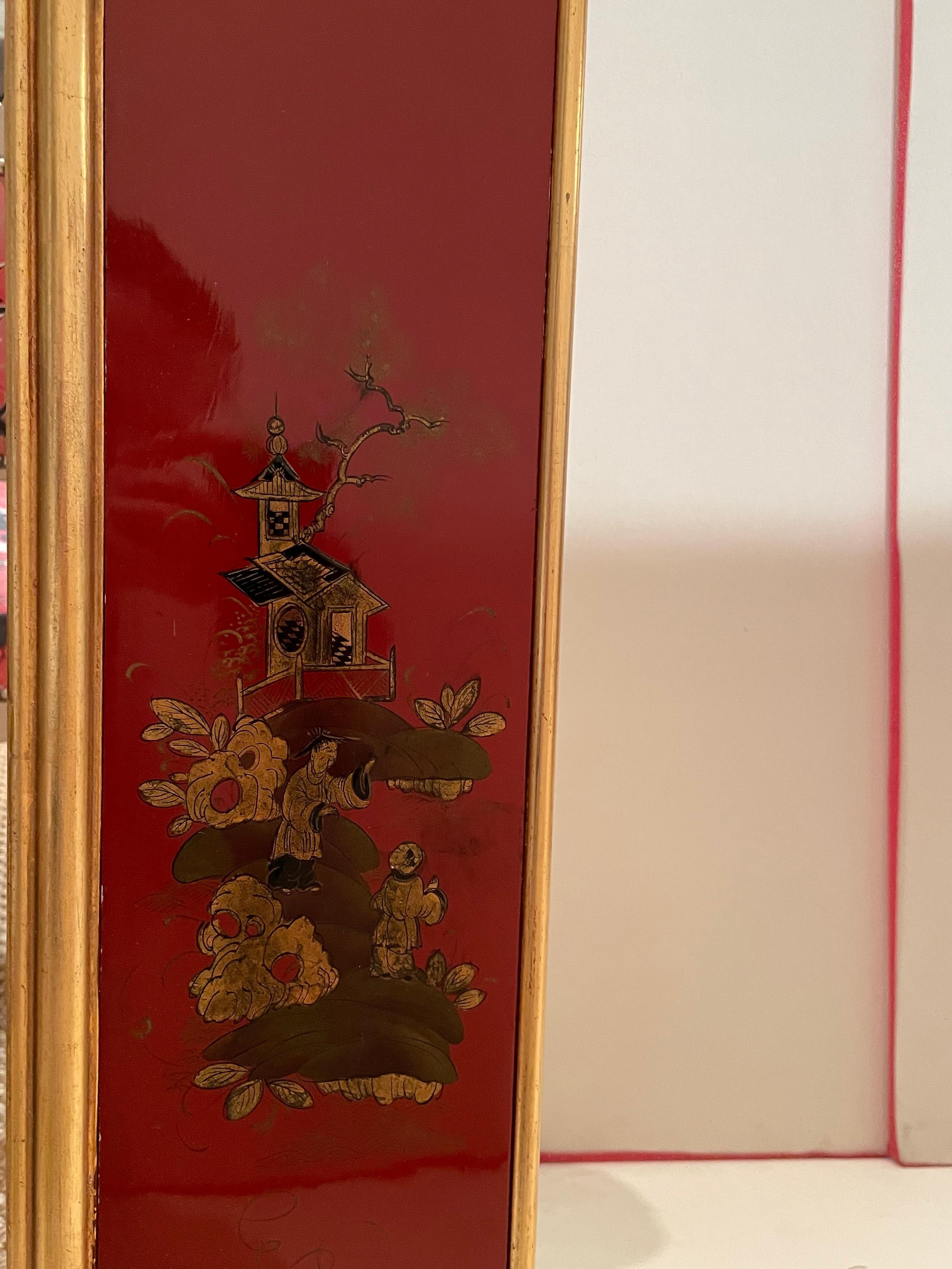 20th Century Giltwood and Red Japanned Mirror by Maison Jansen 2