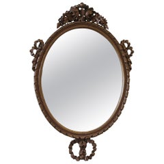 20th Century Giltwood Roses and Ribbon Carved Mirror