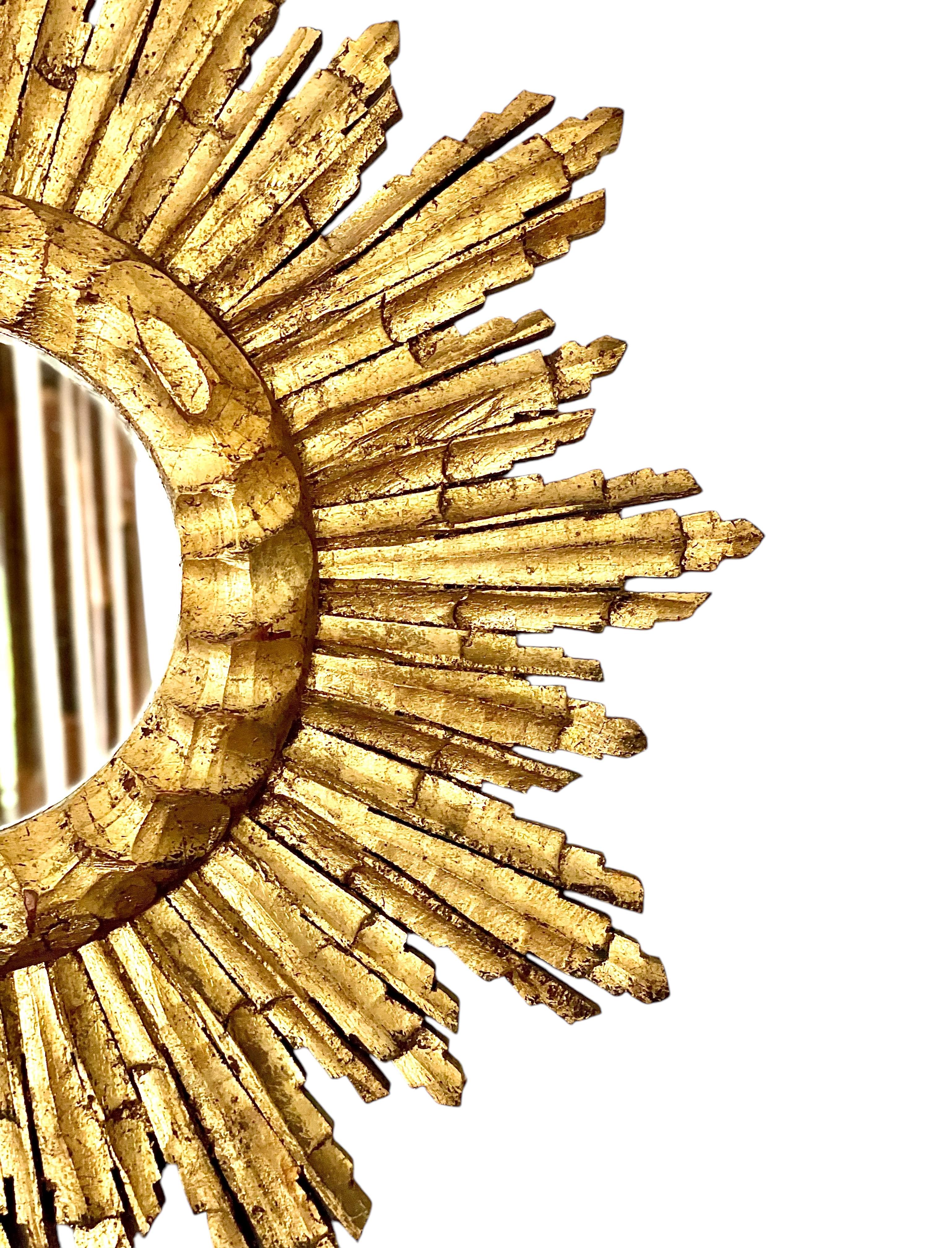 Espejo Vintage Giltwood Sunburst Dorado en venta