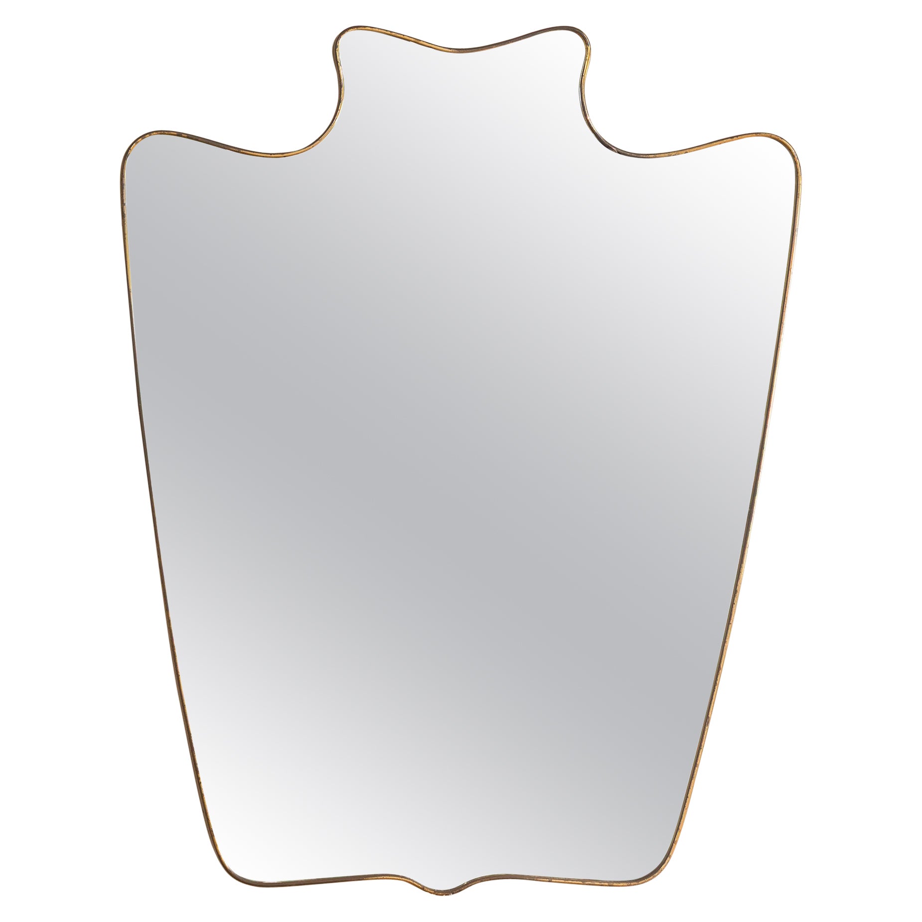 20th Century, Gio Ponti attr. Brass Wall Mirror