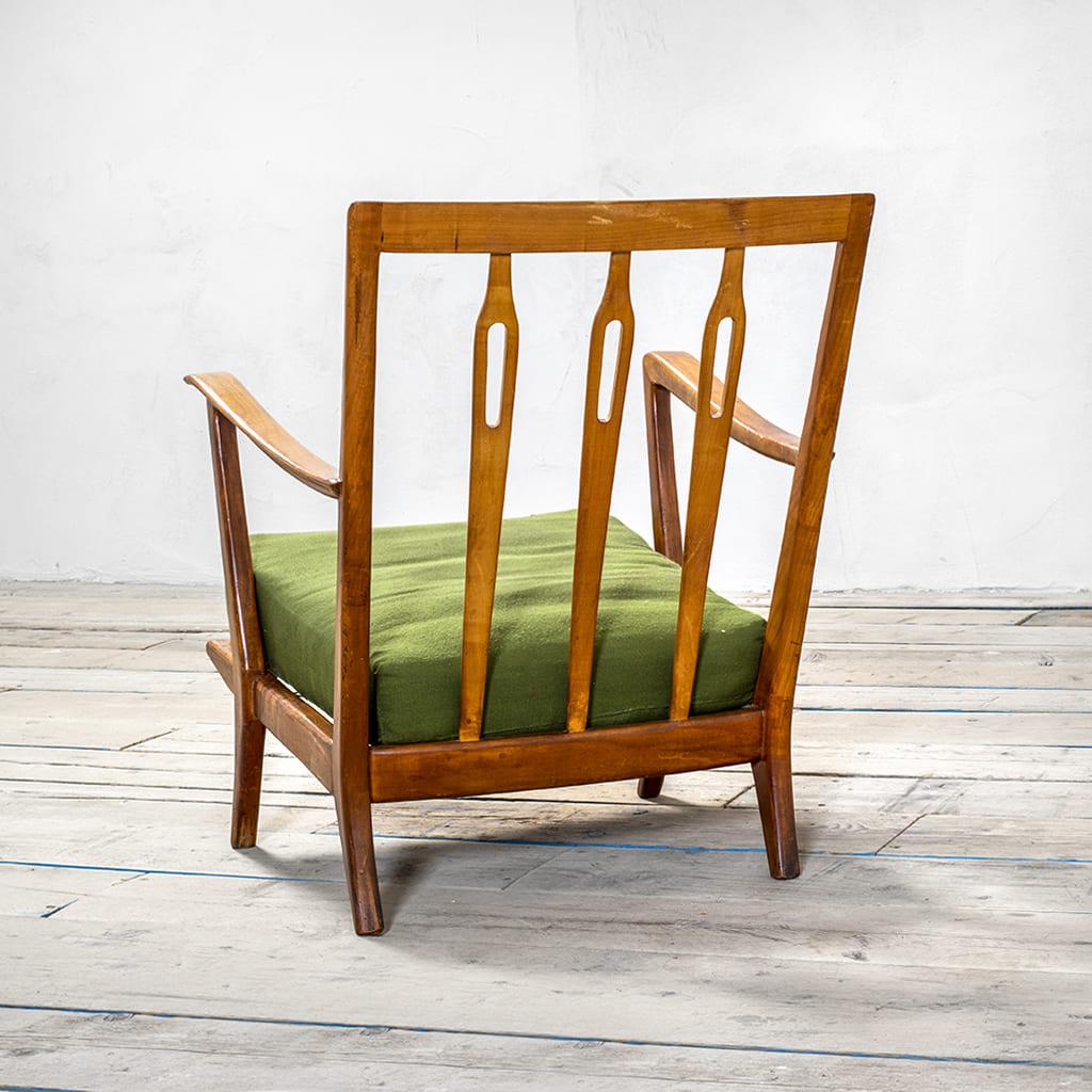 Paar Gio Ponti-Sessel des 20. Jahrhunderts, Struktur aus Holz (Stoff) im Angebot