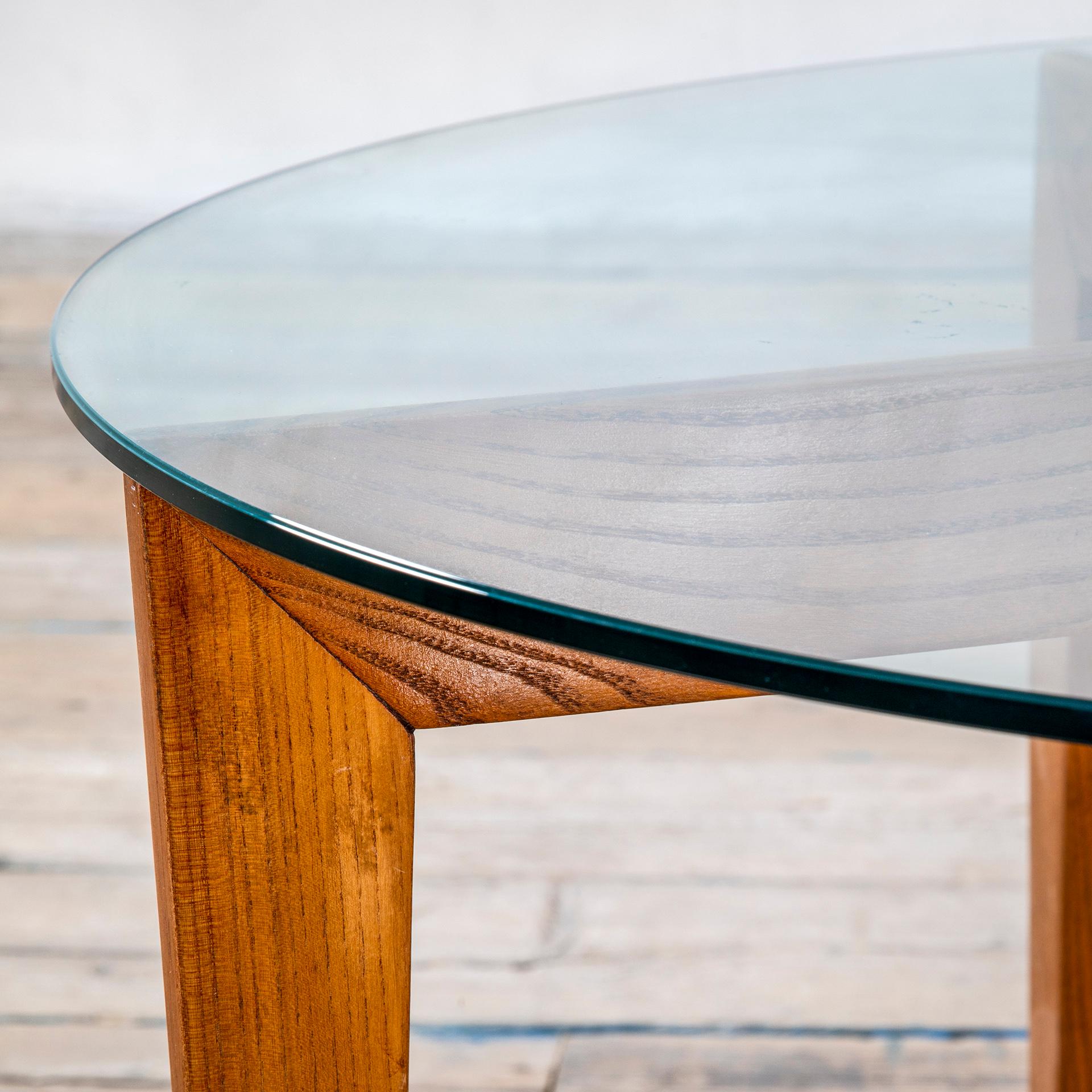Italian 20th Century Gio Ponti Coffee Table for Isa Bergamo in Wood with Round Glass Top For Sale
