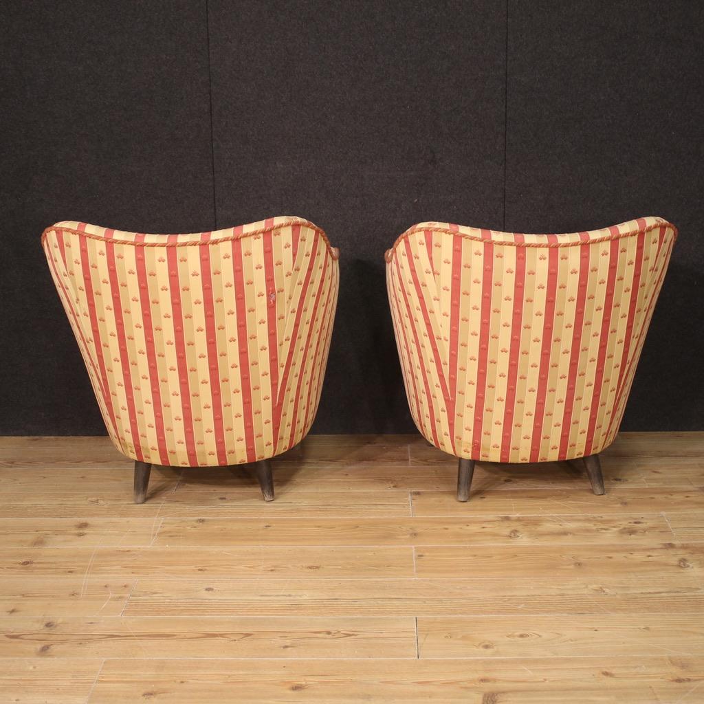 20th Century Gio Ponti Style Fabric and Wood Italian Living Room Set, 1960 For Sale 4