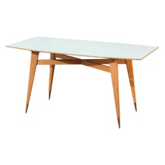20th Century, Gio Ponti Dining Table, Wooden Structure with Brass Details, 1954