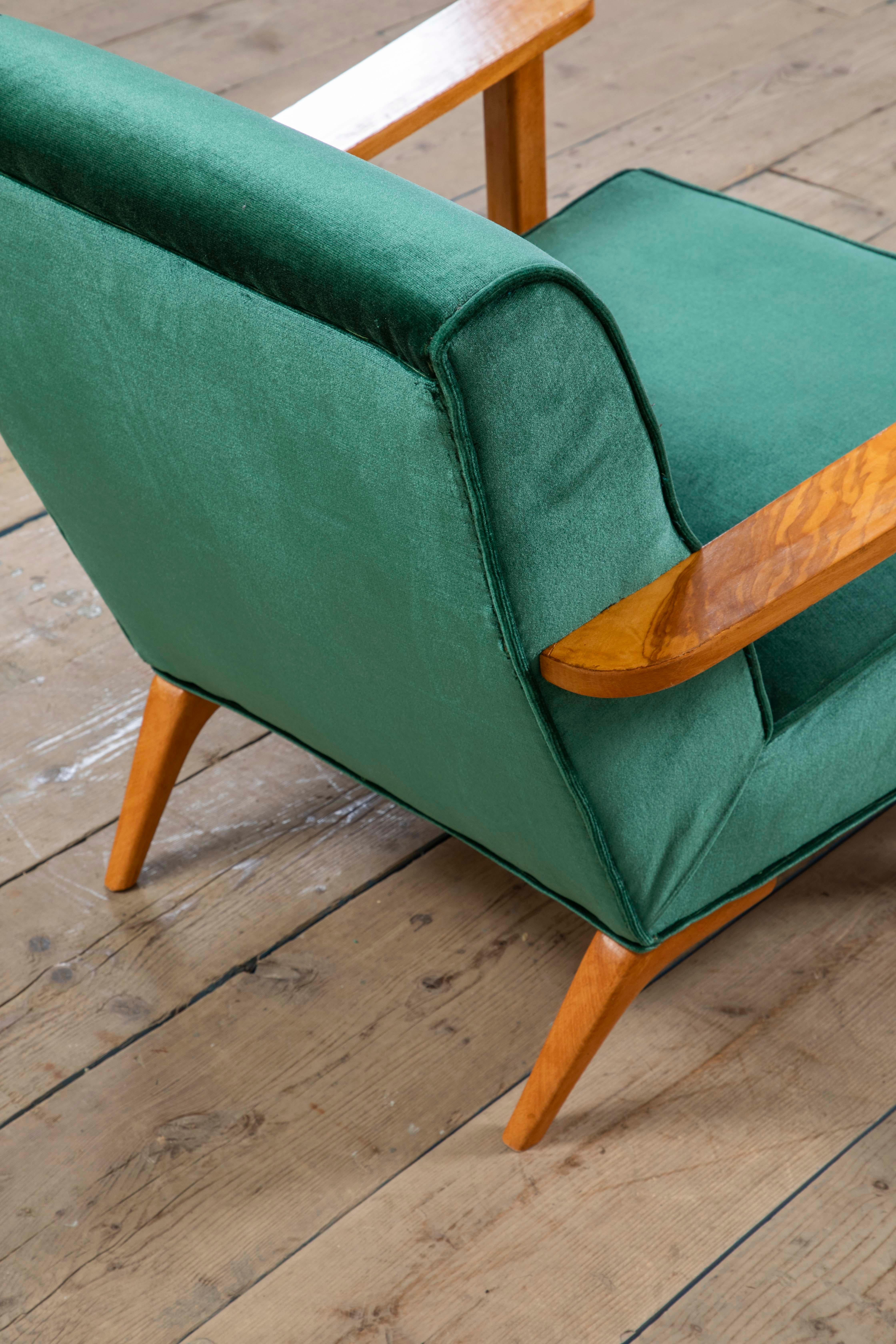 20e siècle, Gio Ponti Paire de fauteuils verts en vente 3