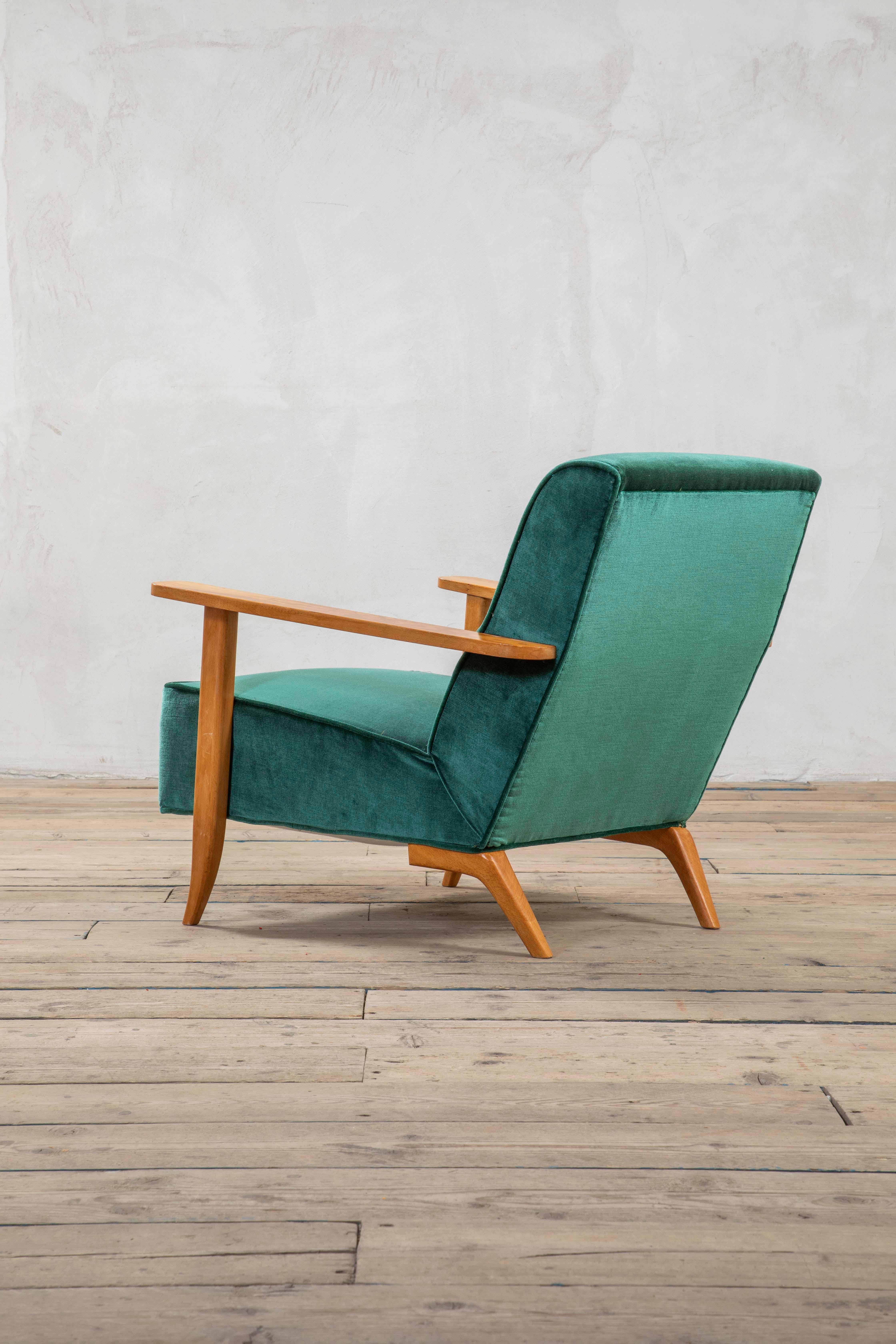 20e siècle, Gio Ponti Paire de fauteuils verts en vente 6
