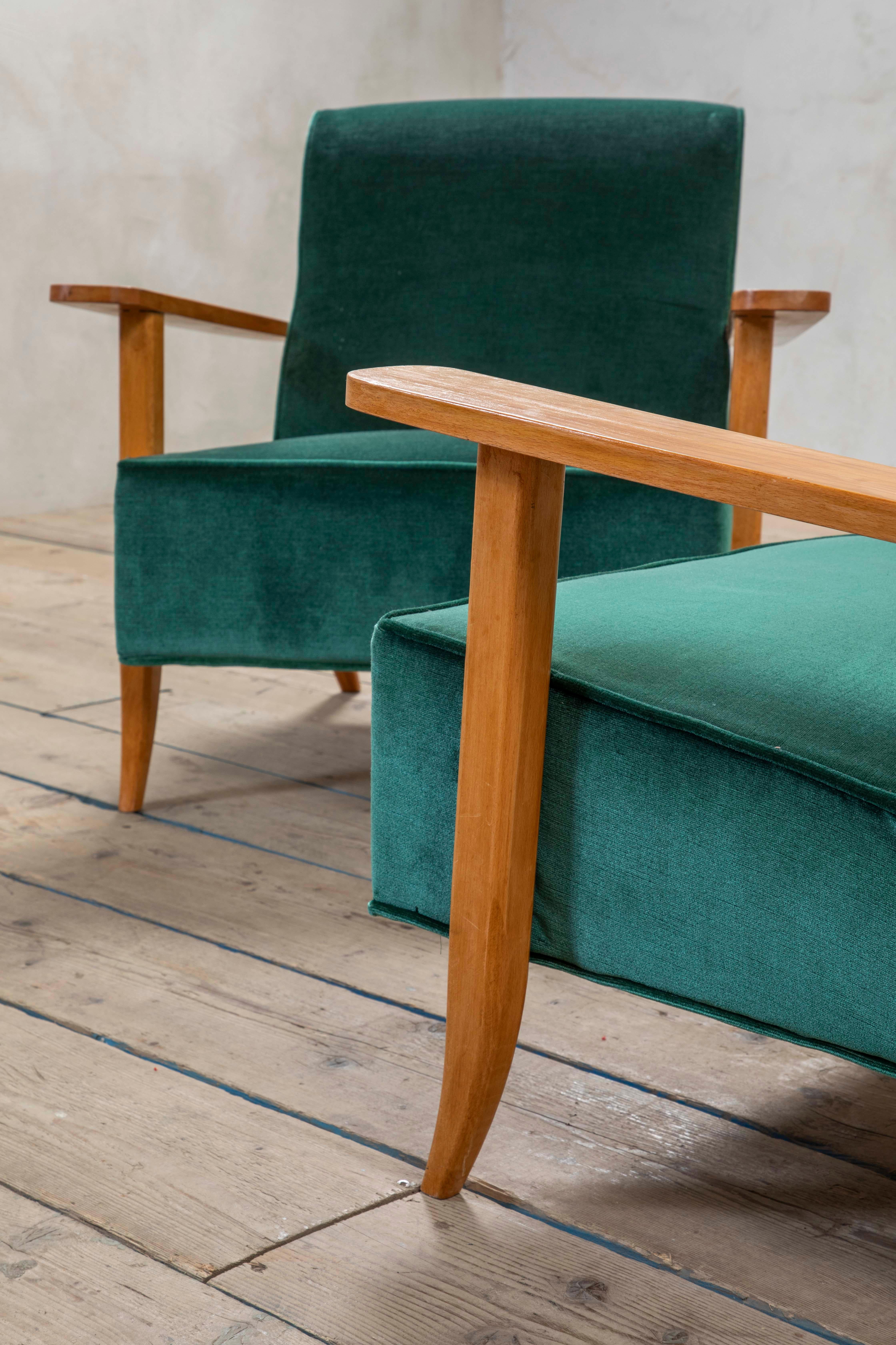 20e siècle, Gio Ponti Paire de fauteuils verts en vente 1