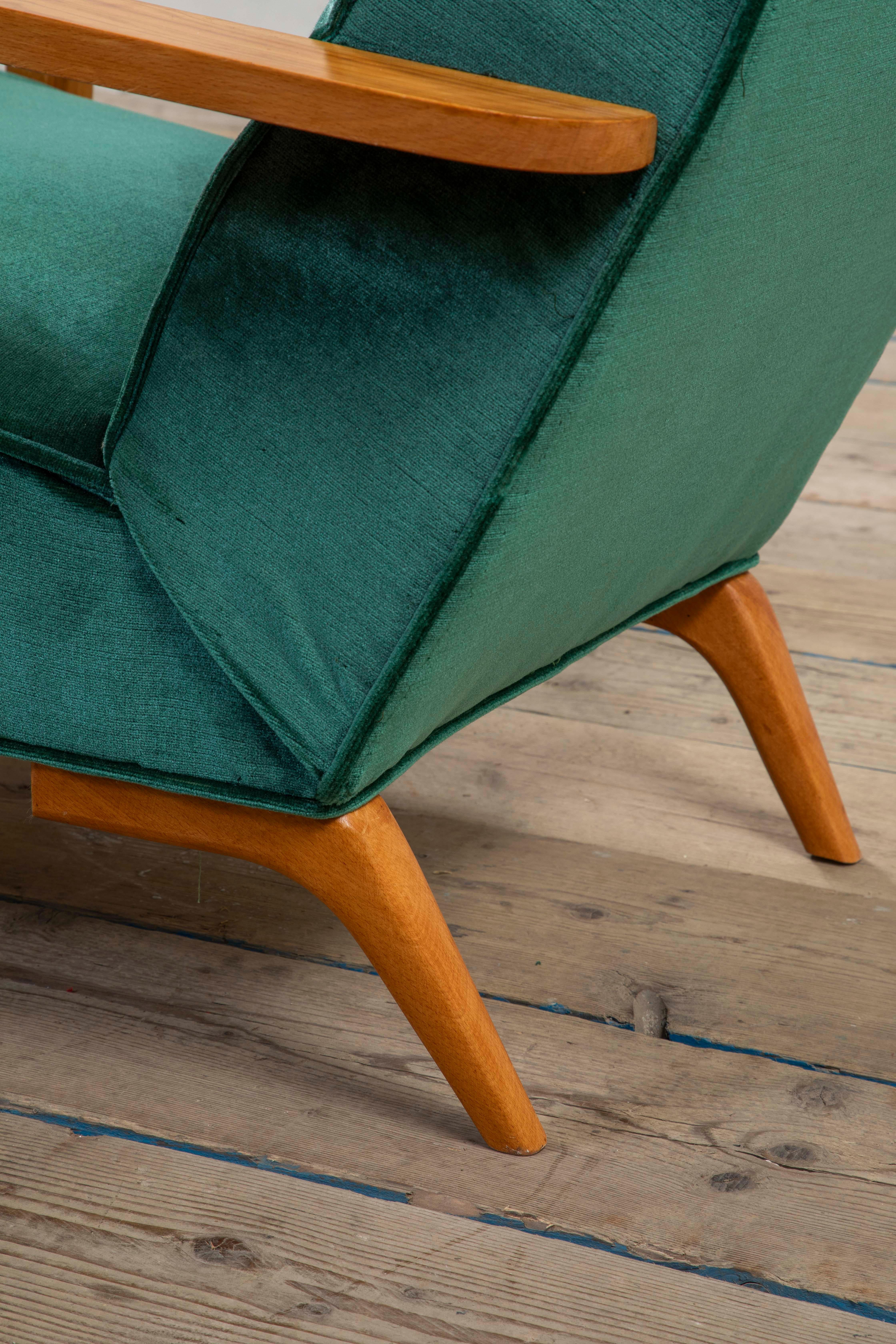 20e siècle, Gio Ponti Paire de fauteuils verts en vente 2