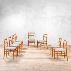 20th Century, Gio Ponti for Cassina Set of 8 Chairs mod. Leggera