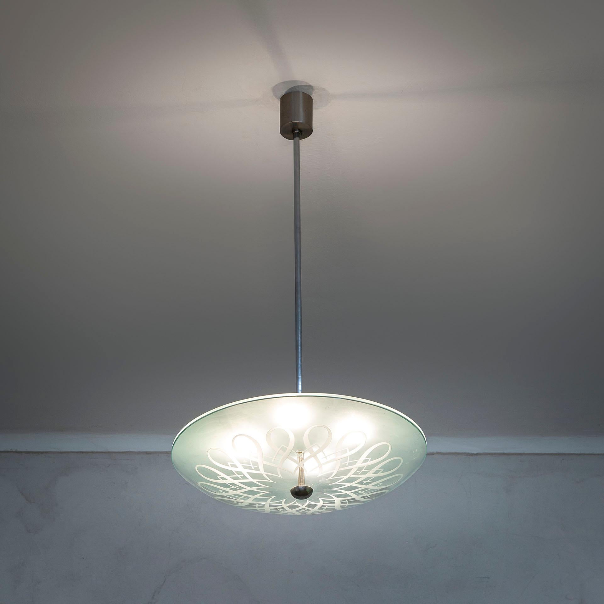Mid-Century moderno XX secolo, Lampada a sospensione Gio Ponti per Fontana Arte, 1940 in vendita