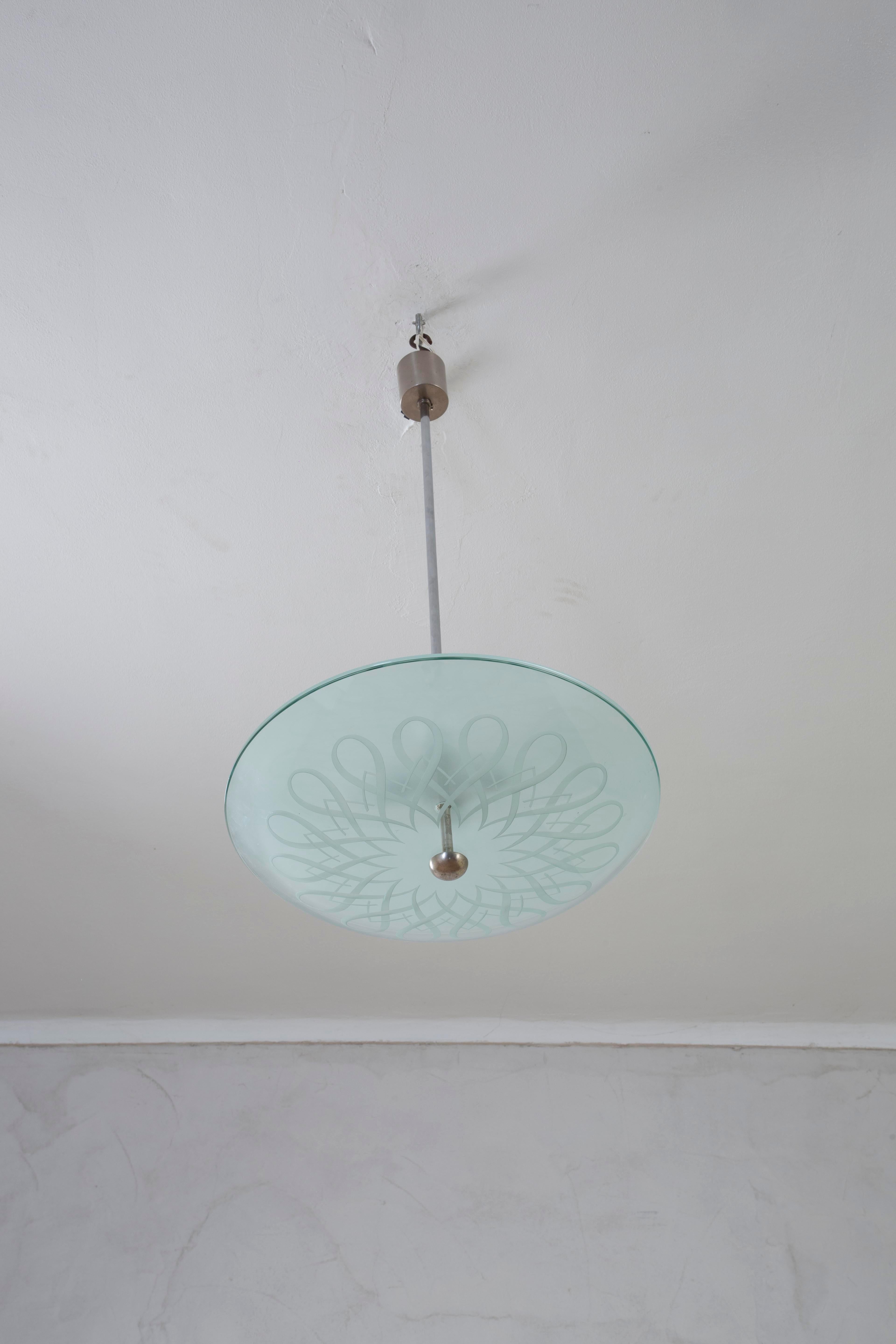 Ottone XX secolo, Lampada a sospensione Gio Ponti per Fontana Arte, 1940 in vendita