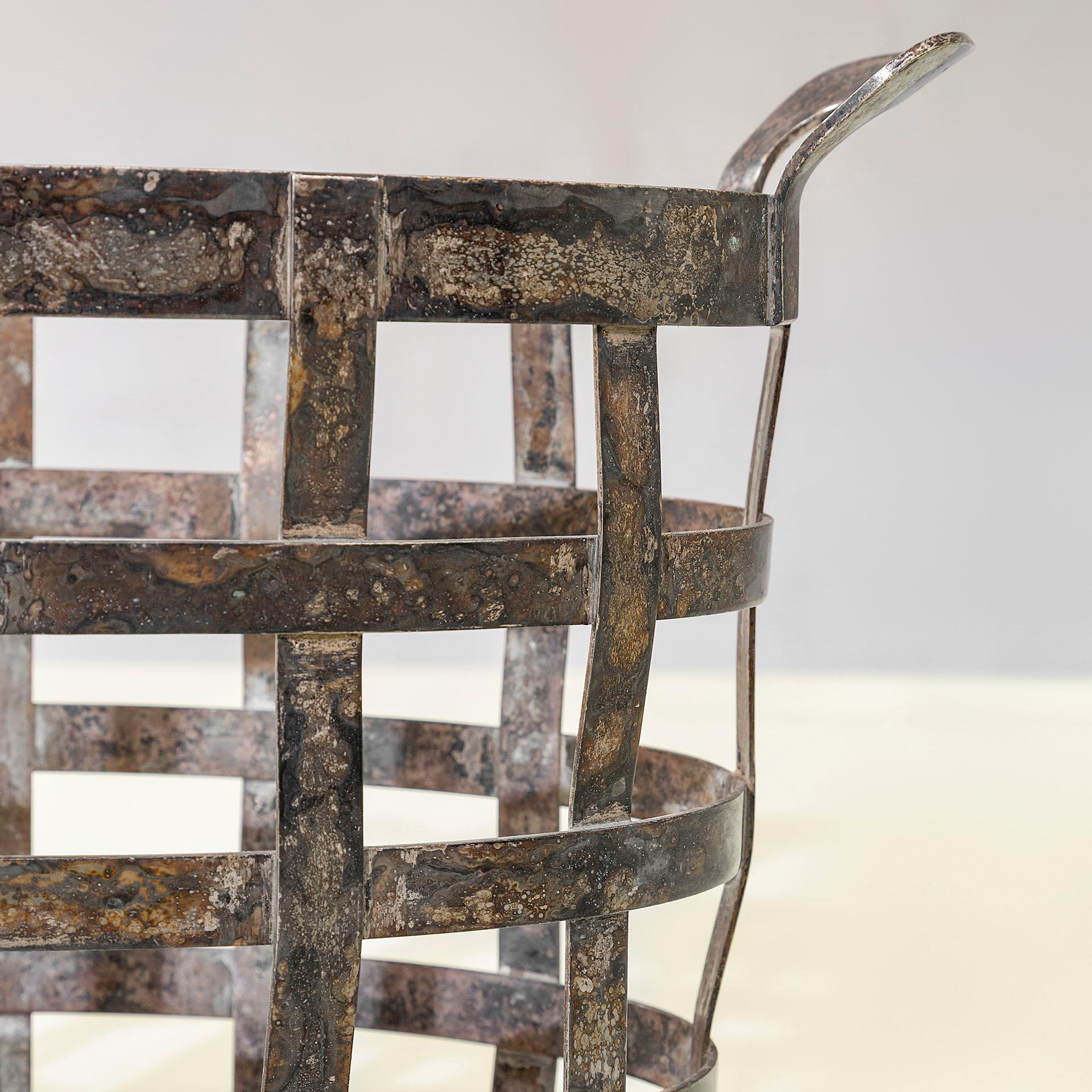 Metallo XX secolo, Gio Ponti per Krupp Cestino decorativo in metallo 1930 in vendita