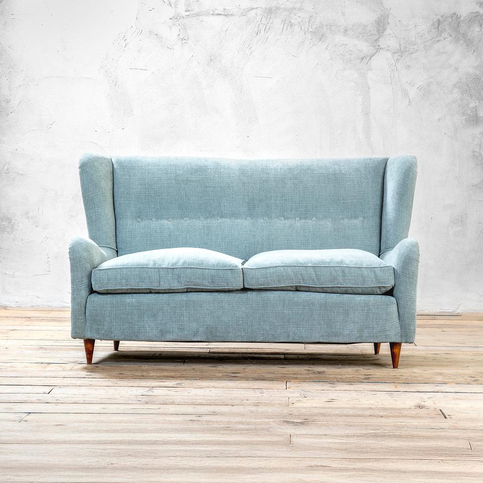 Mid-Century Modern 20e siècle, Gio Ponti Canapé en bois bleu clair en vente