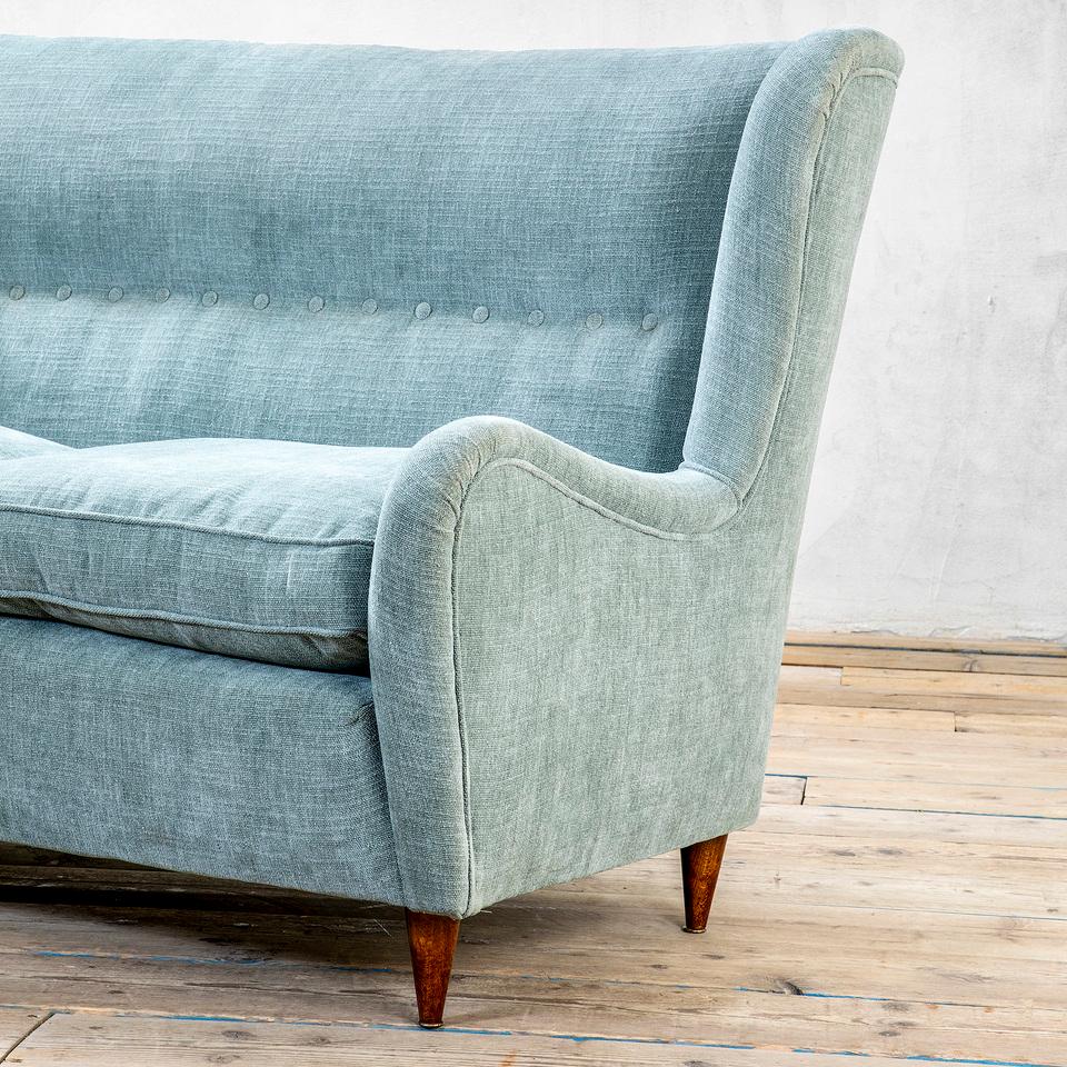 Italian 20e siècle, Gio Ponti Canapé en bois bleu clair en vente