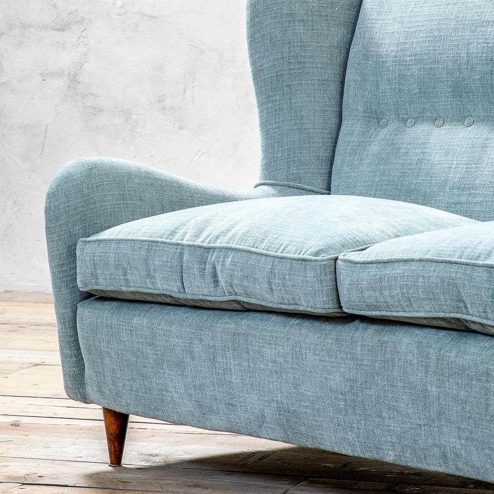 20e siècle, Gio Ponti Canapé en bois bleu clair Bon état - En vente à Turin, Turin