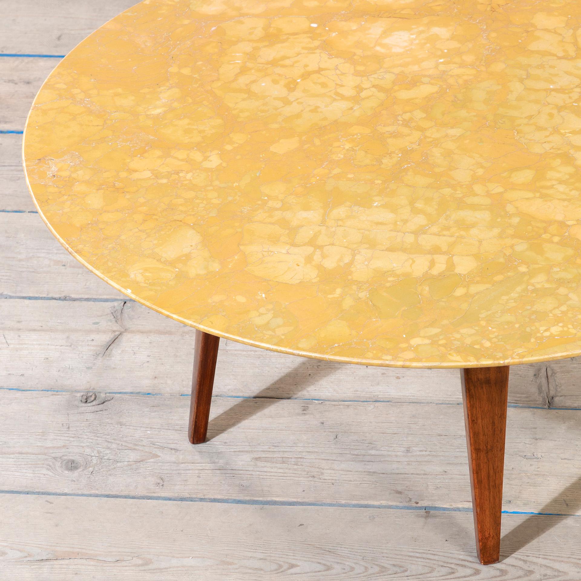 siglo XX, Gio Ponti Mesa de centro de mármol y madera años 50 Moderno de mediados de siglo en venta