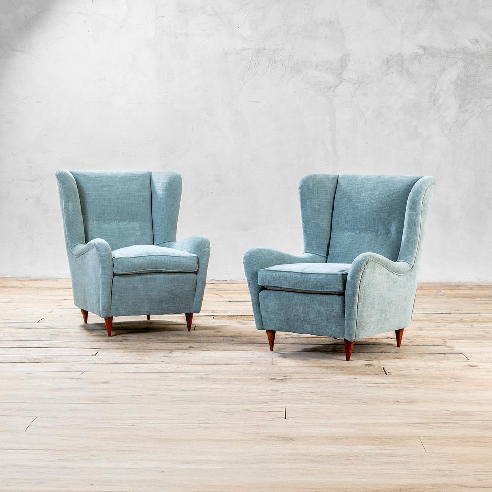 Mid-Century Modern 20e siècle, Attribué à Gio Ponti/Casa e Giardino Paire de fauteuils 1950 en vente