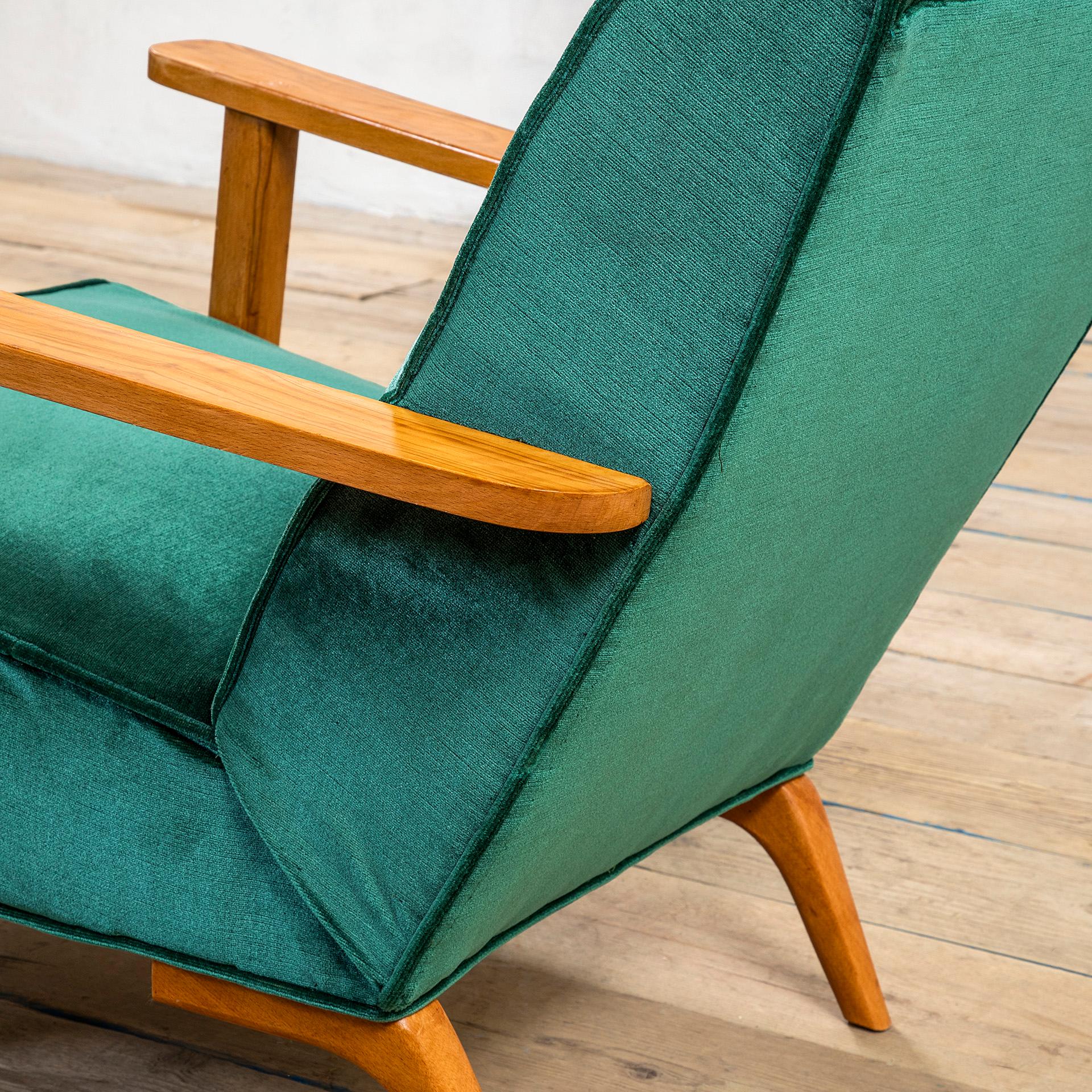 20th Century, Gio Ponti Pair of Green Armchairs im Zustand „Gut“ im Angebot in Turin, Turin