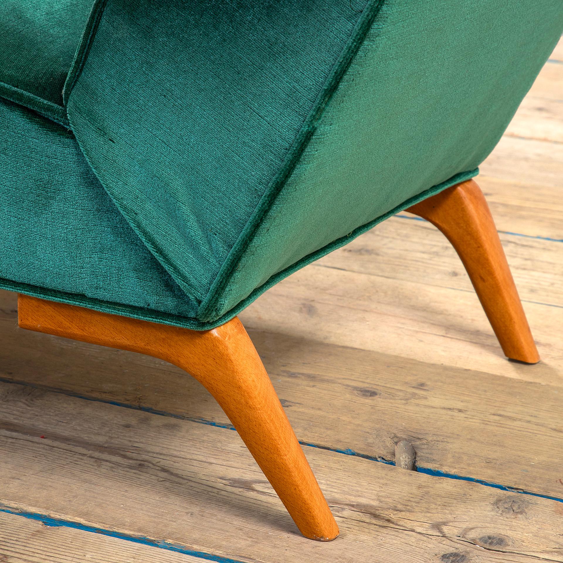 20th Century, Gio Ponti Pair of Green Armchairs (Mid-20th Century) im Angebot