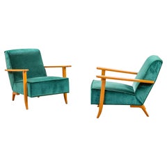 20th Century, Gio Ponti Pair of Green Armchairs