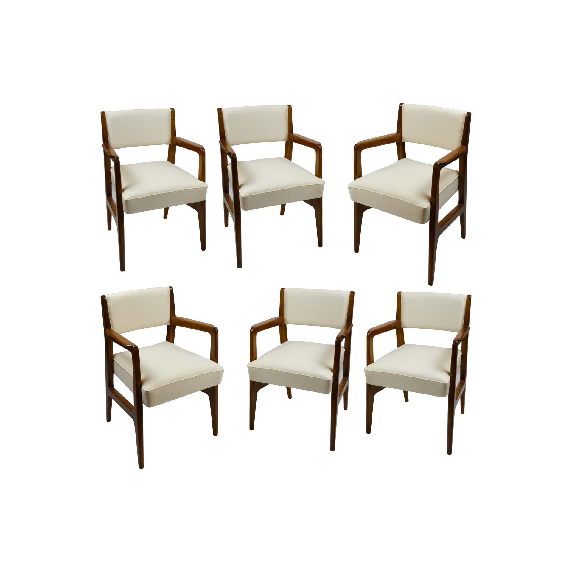 Set of six chairs designed by Gio Ponti and produced for Cassina in 1950s. These chairs were specially designed for the 