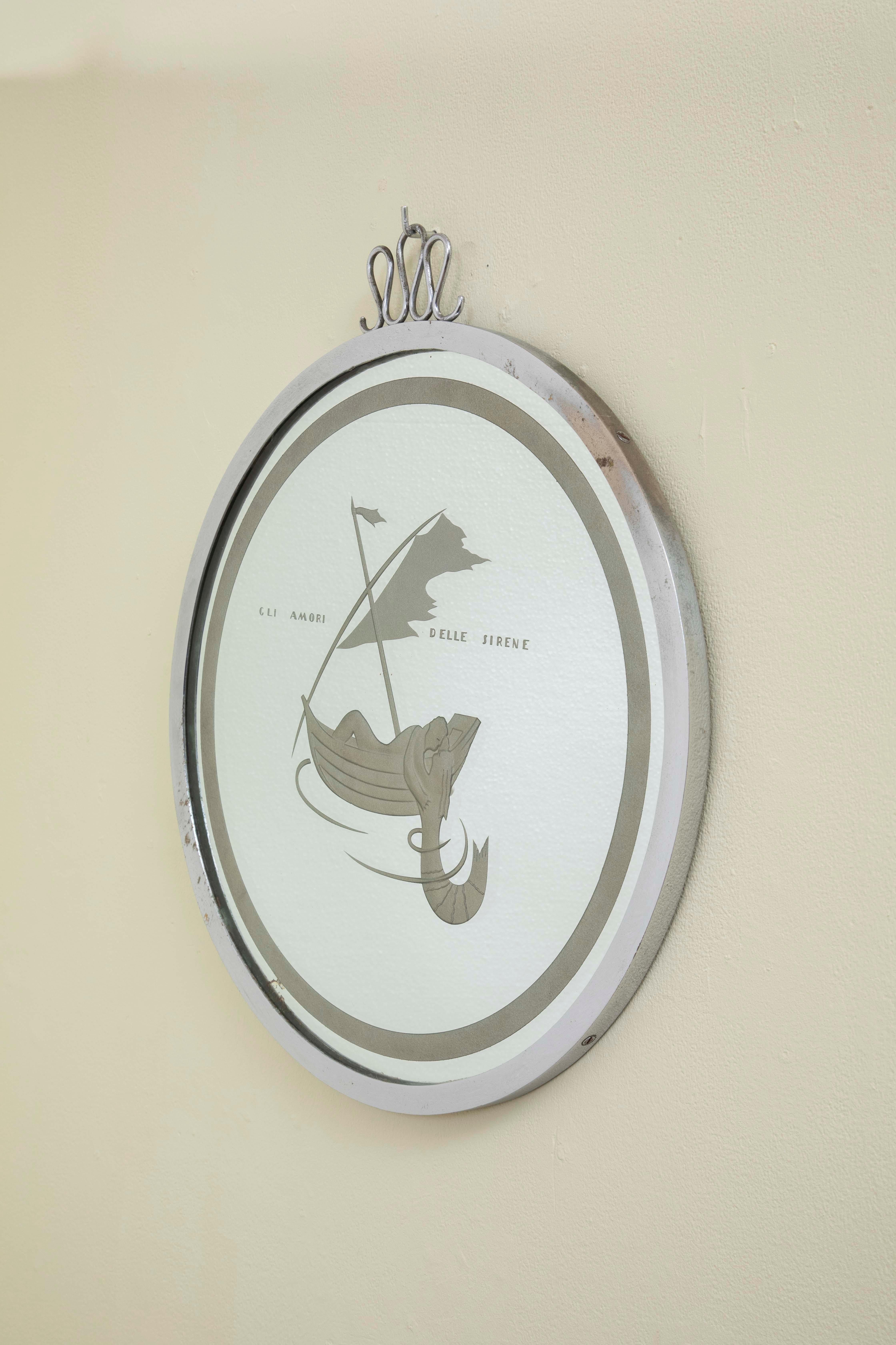 20e siècle, Gio Ponti Wall Mirror 'Loves of the Sirens en vente 4