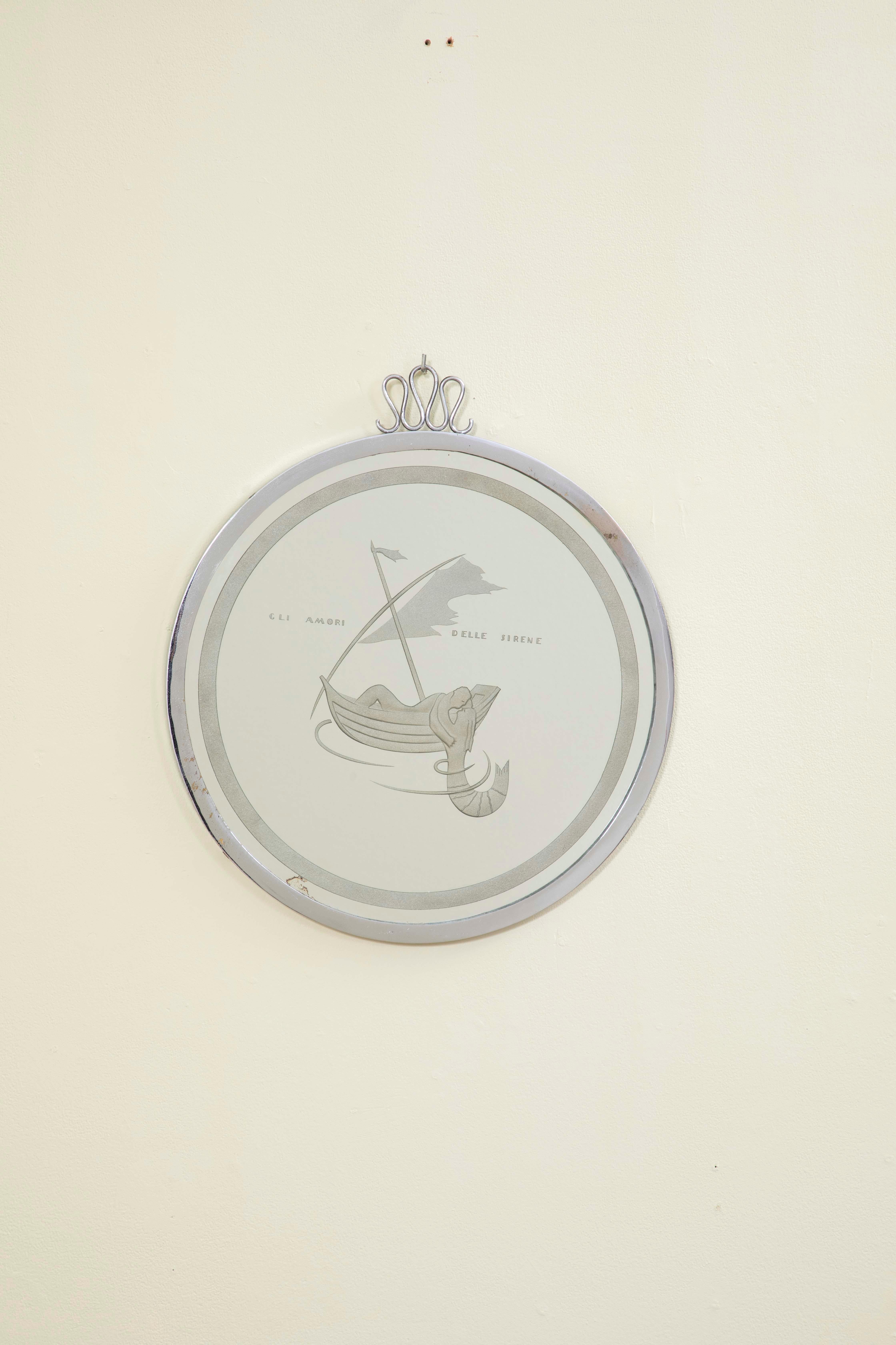 20e siècle, Gio Ponti Wall Mirror 'Loves of the Sirens en vente 1