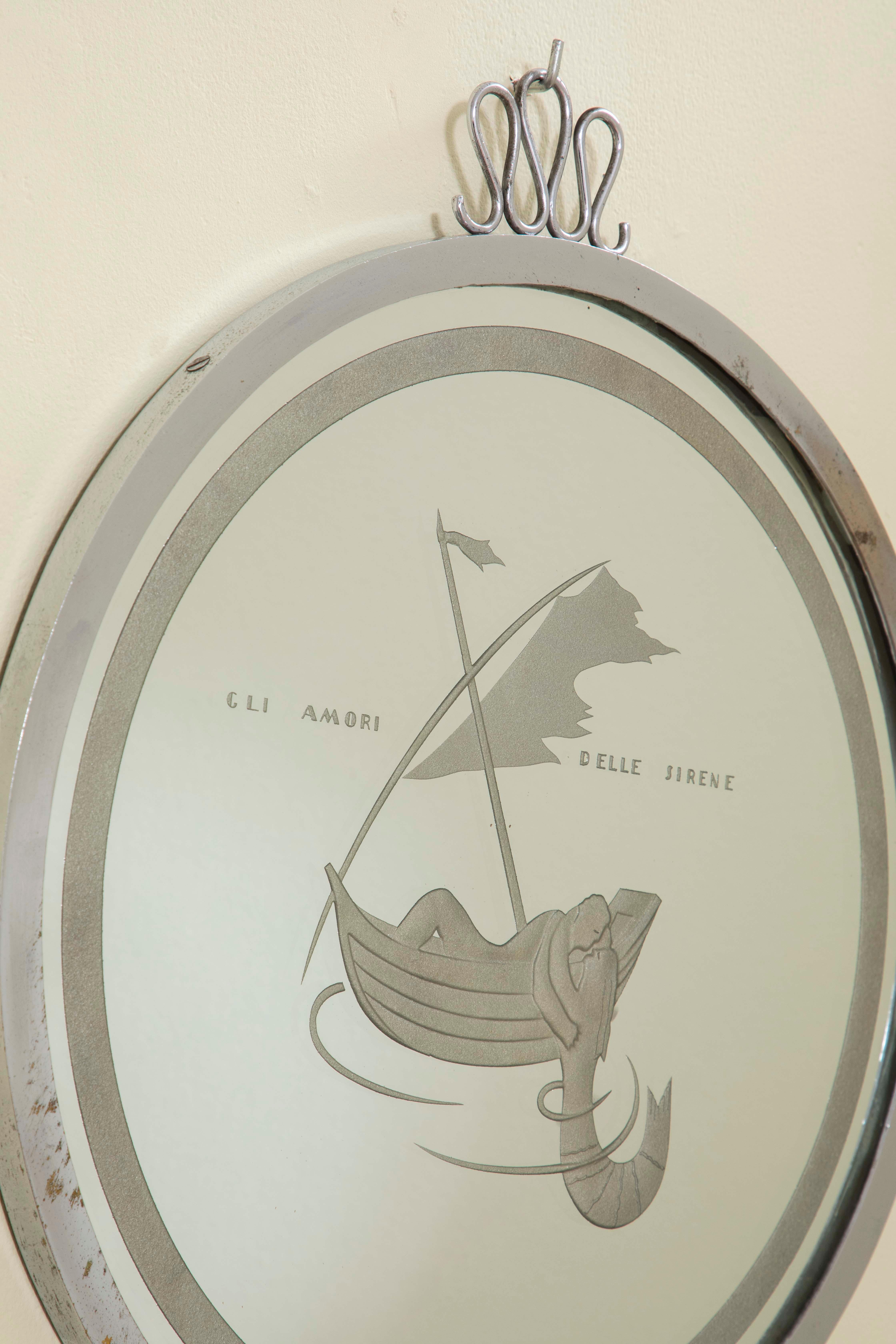 20e siècle, Gio Ponti Wall Mirror 'Loves of the Sirens en vente 2