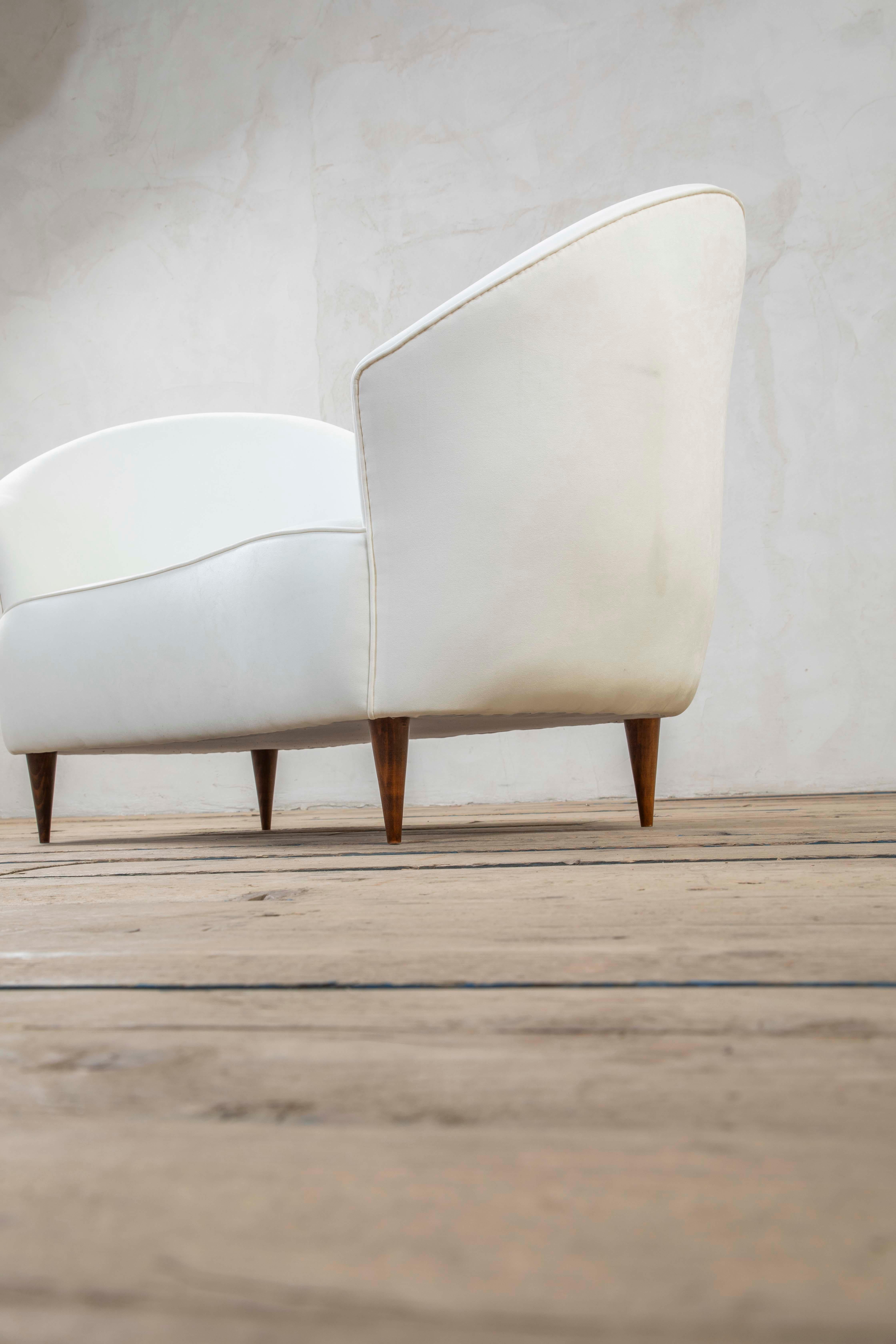 Tissu 20e siècle, Gio Ponti Canapé blanc pour Lietti 1940