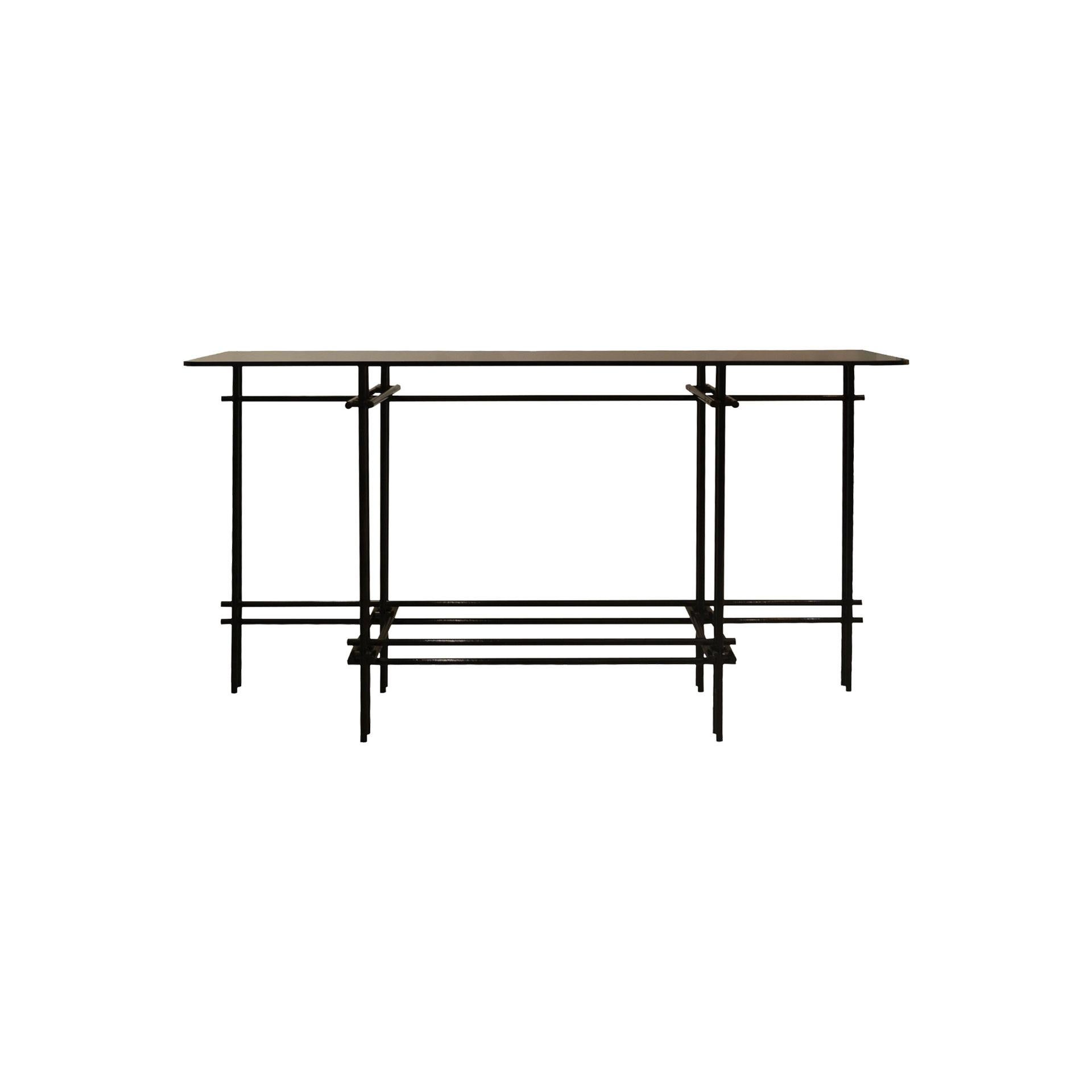 Mid-Century Modern 20th Century Giovanni Ferrabini 'Attributed' Console in Metal and Smoked Glass