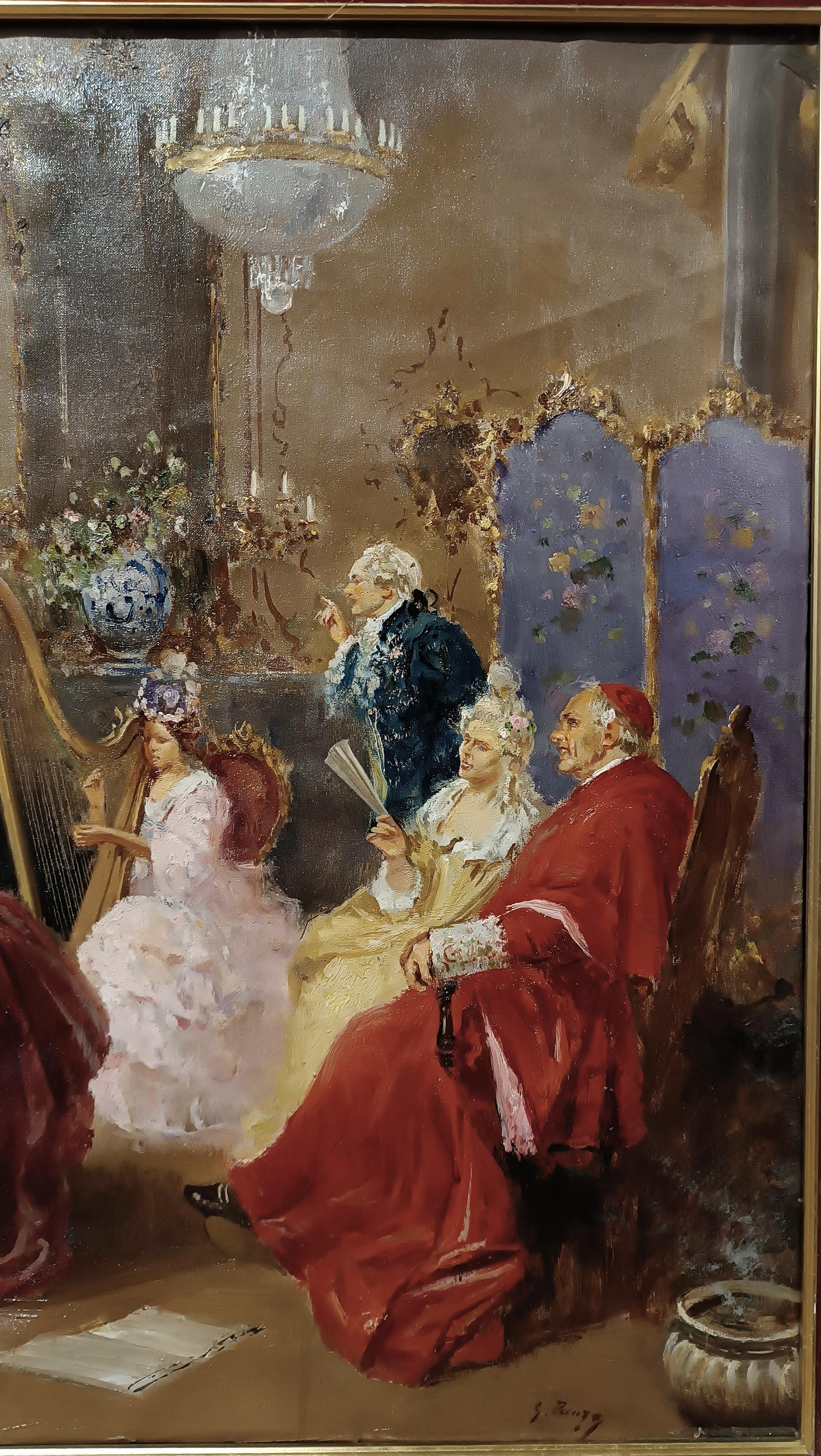20th Century 20th CENTURY GIOVANNI PANZA'S INTERIOR SCENE WITH MUSICIANS For Sale