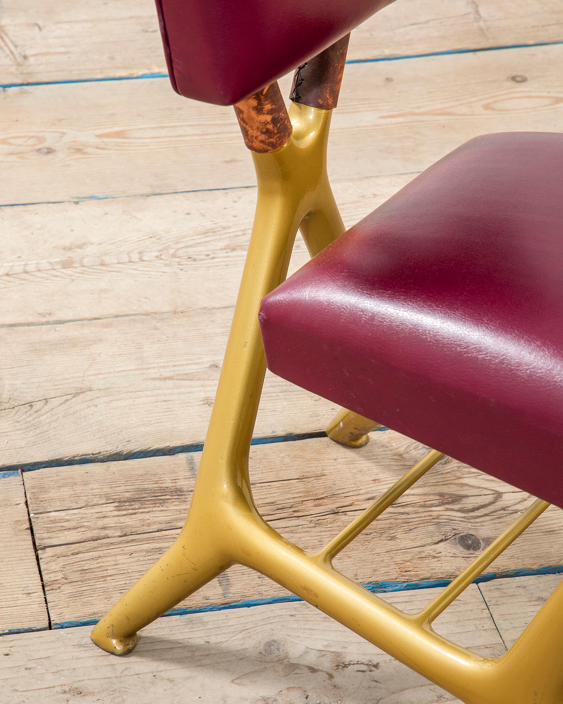 Mid-Century Modern 20e siècle, Giulio Minoletti & Gio Ponti for Breda Rare Red Chair en vente