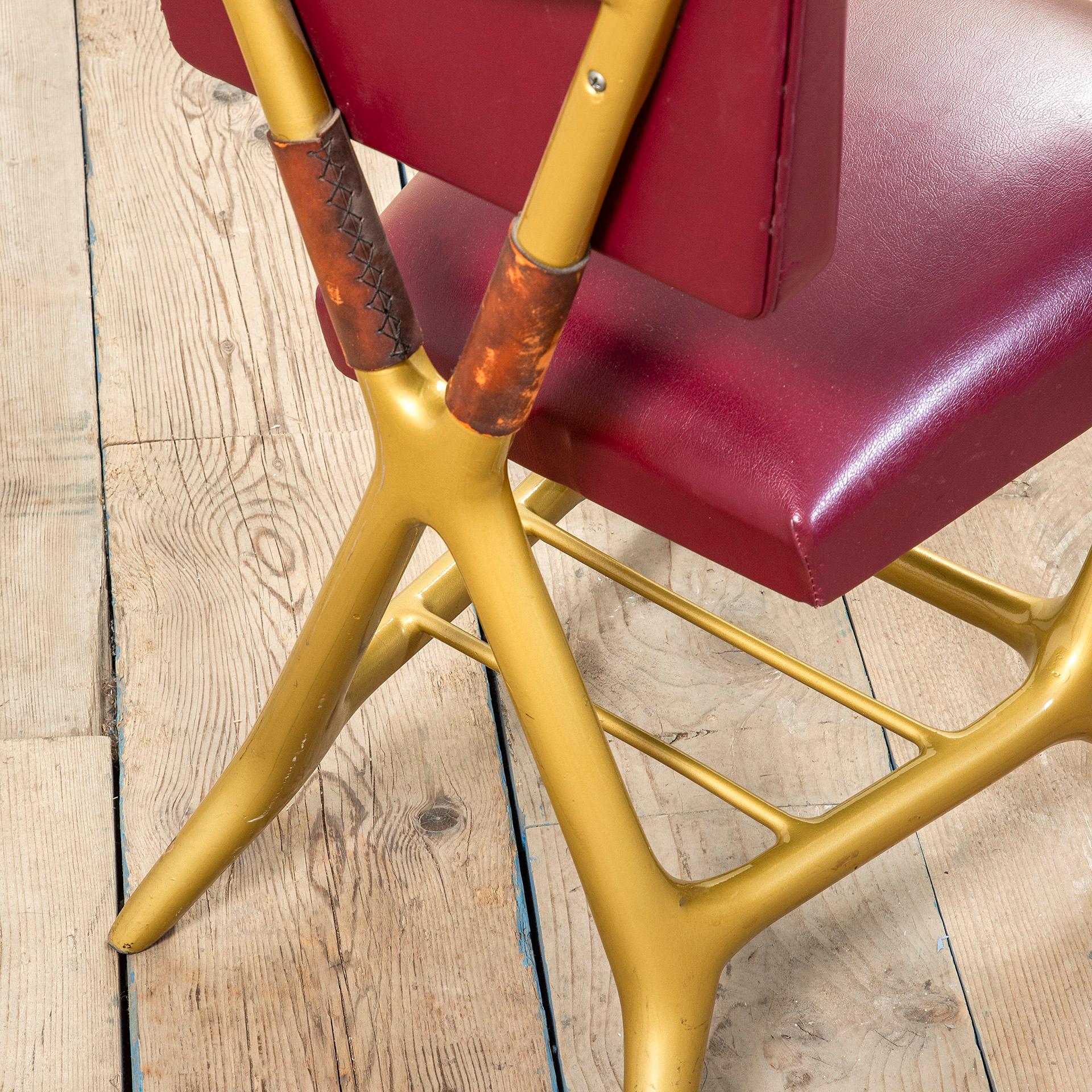 20e siècle, Giulio Minoletti & Gio Ponti for Breda Rare Red Chair Bon état - En vente à Turin, Turin
