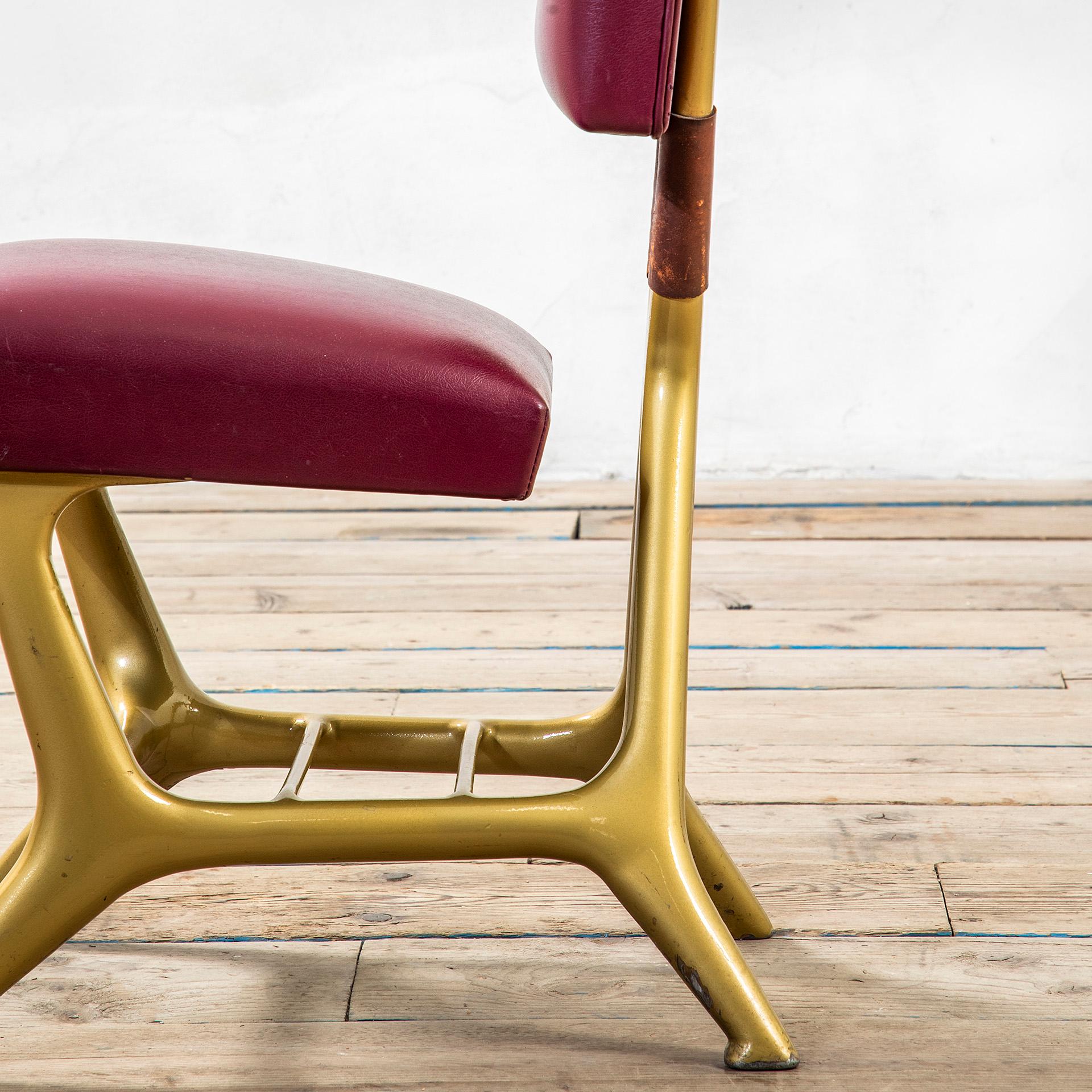 Métal 20e siècle, Giulio Minoletti & Gio Ponti for Breda Rare Red Chair en vente