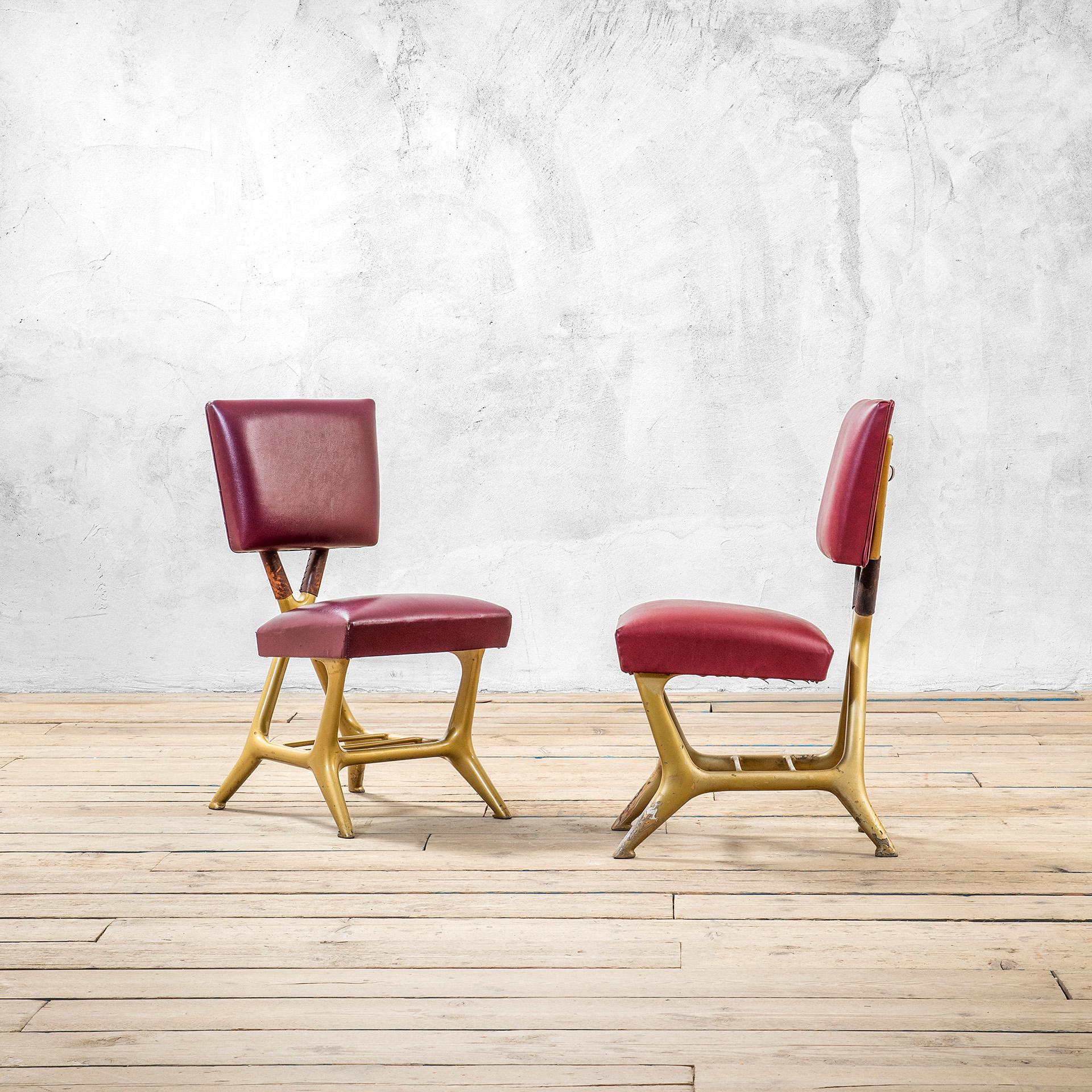 20e siècle, Giulio Minoletti & Gio Ponti for Breda Rare Red Chair en vente 1