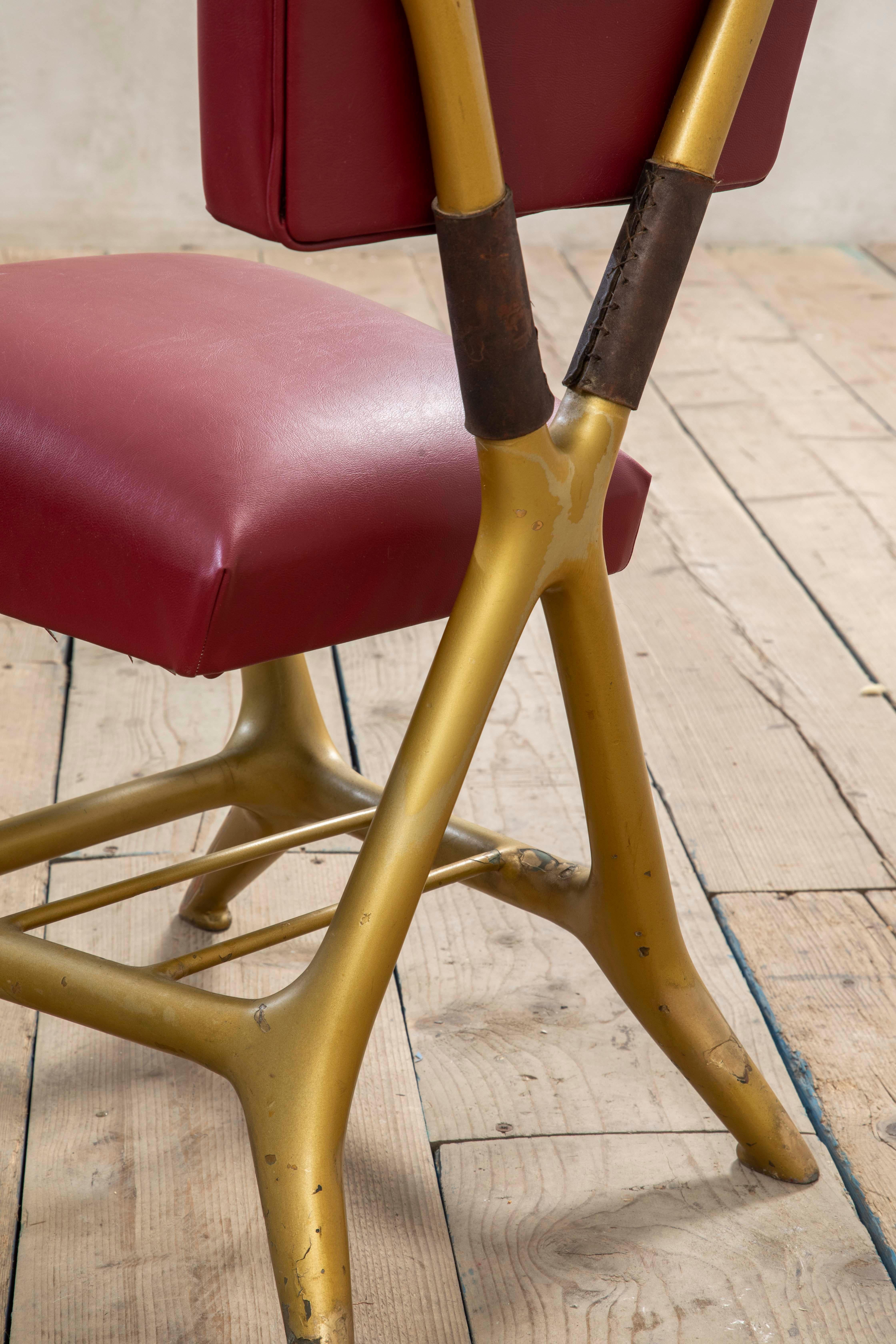 20. Jahrhundert, Giulio Minoletti & Gio Ponti für Breda Seltener roter Stuhl im Angebot 3