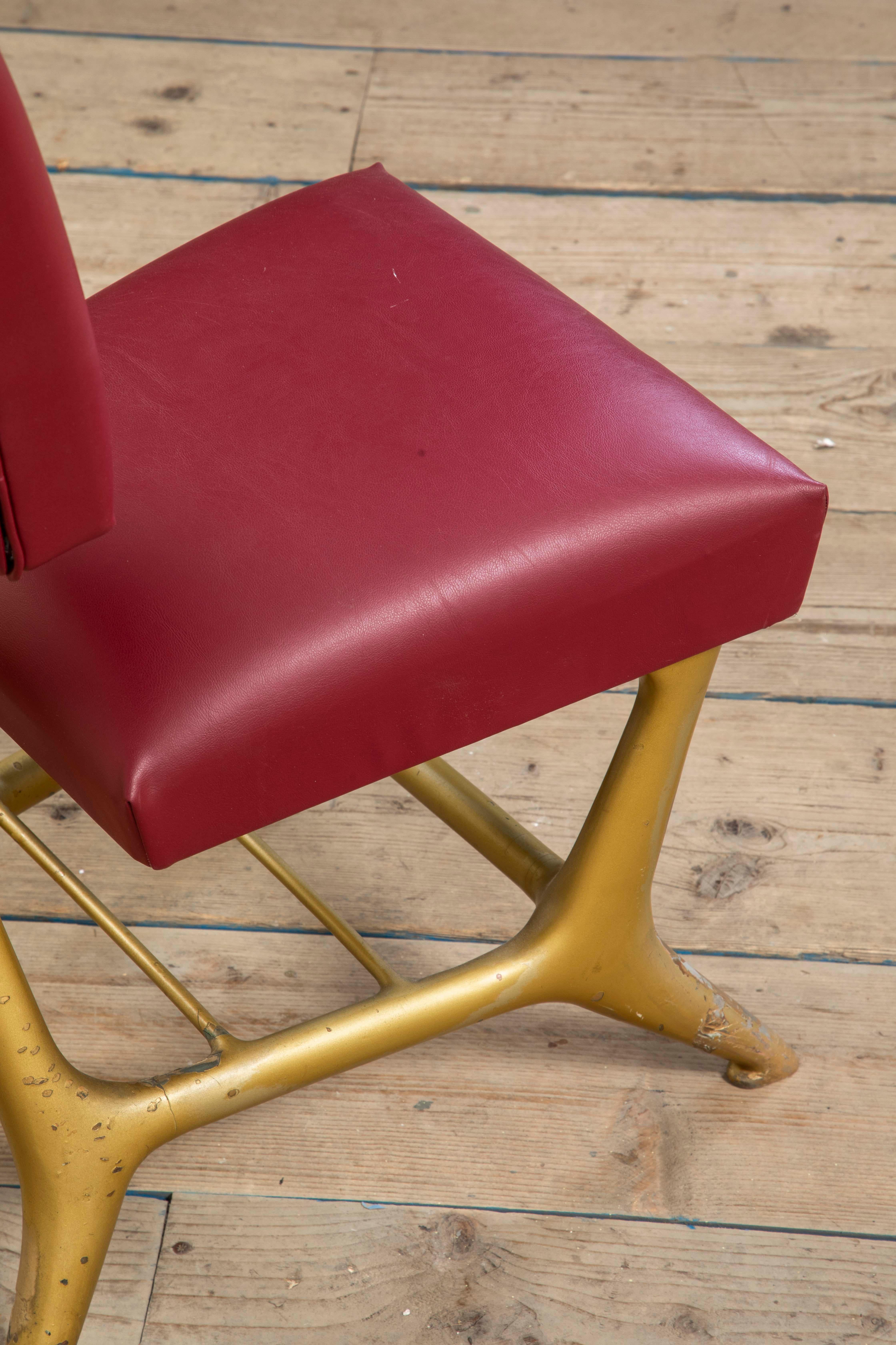 20. Jahrhundert, Giulio Minoletti & Gio Ponti für Breda Seltener roter Stuhl im Angebot 4