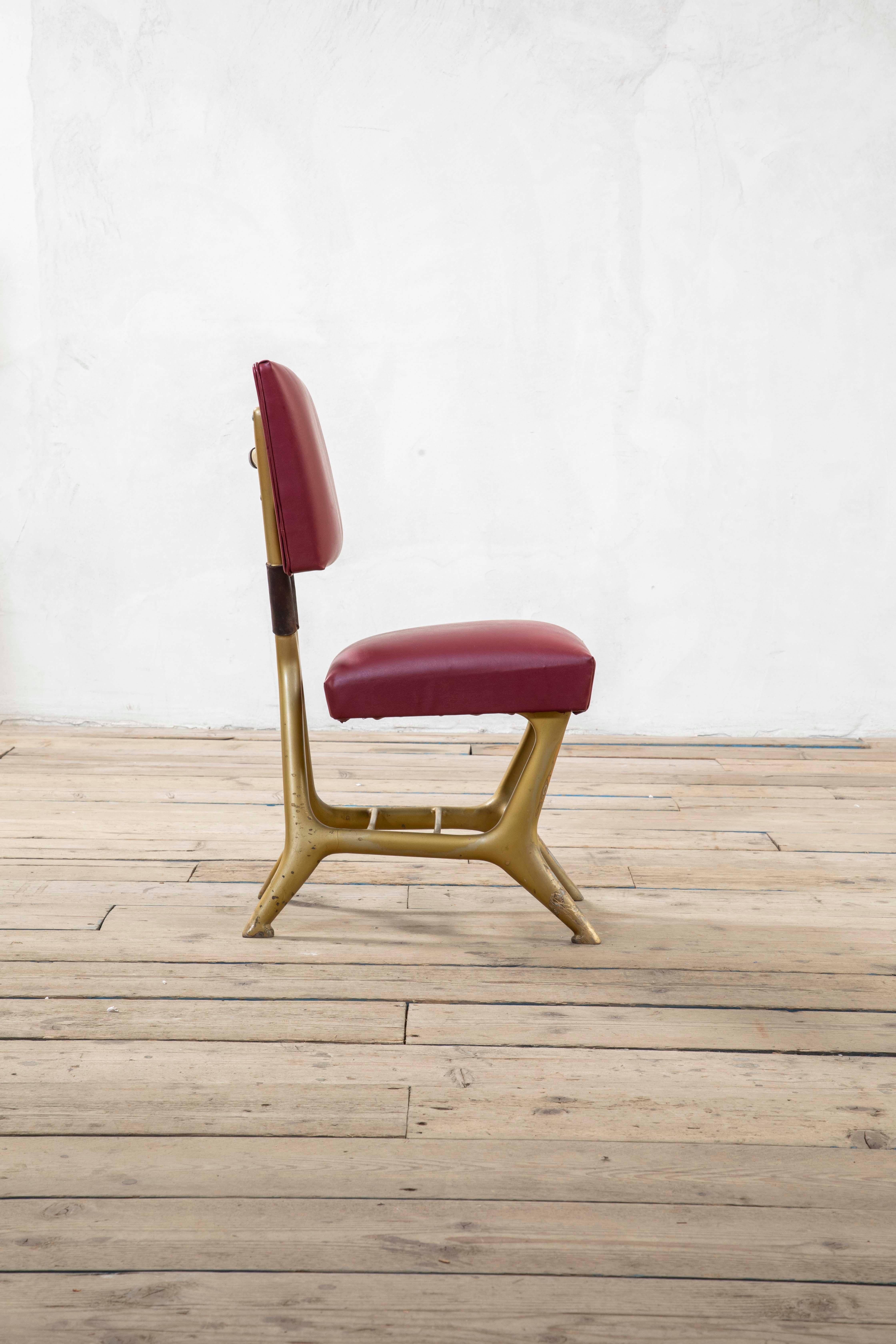 20. Jahrhundert, Giulio Minoletti & Gio Ponti für Breda Seltener roter Stuhl im Angebot 6