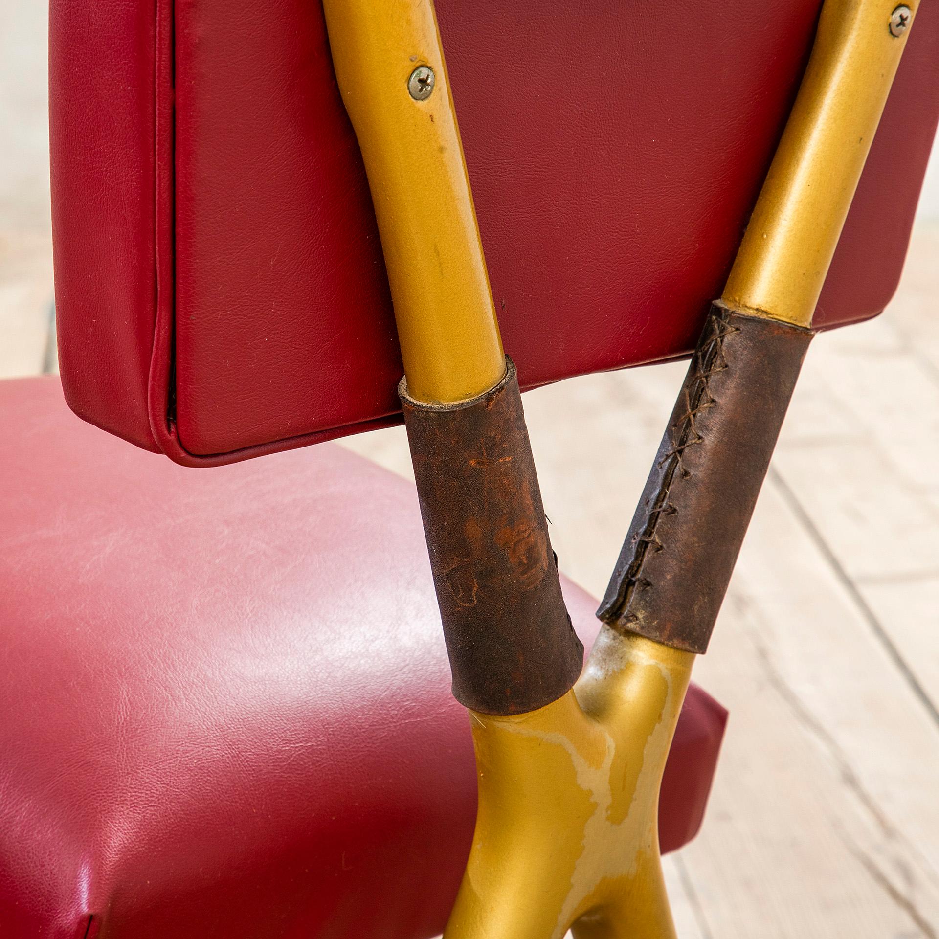 Mid-Century Modern 20e siècle, Giulio Minoletti & Gio Ponti for Breda Rare Red Chair en vente