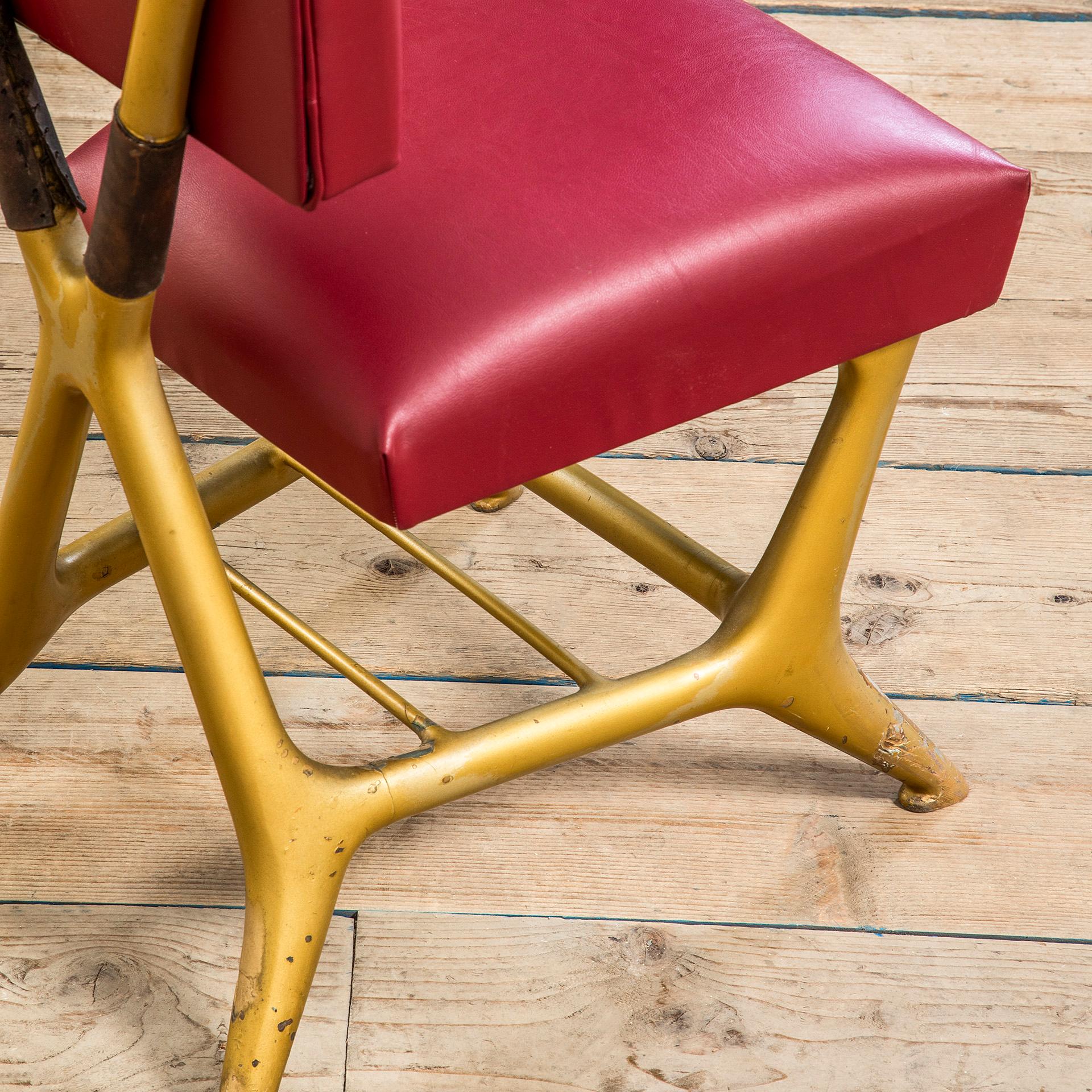 Italian 20e siècle, Giulio Minoletti & Gio Ponti for Breda Rare Red Chair en vente