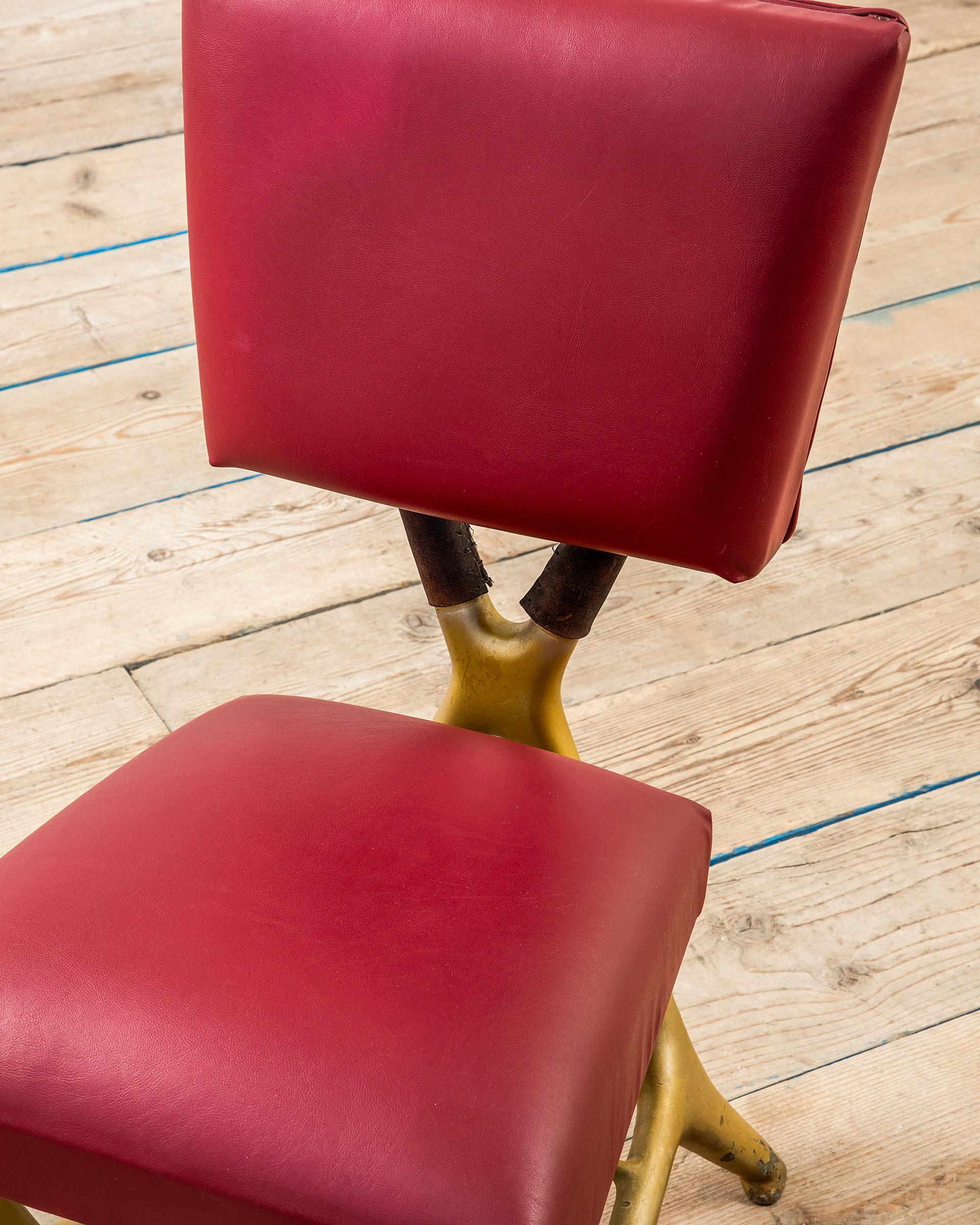 Mid-20th Century 20e siècle, Giulio Minoletti & Gio Ponti for Breda Rare Red Chair en vente