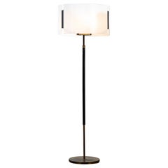 Lampadaire Oluce Giuseppe Ostuni du 20ème siècle en laiton et plexiglas, années 50